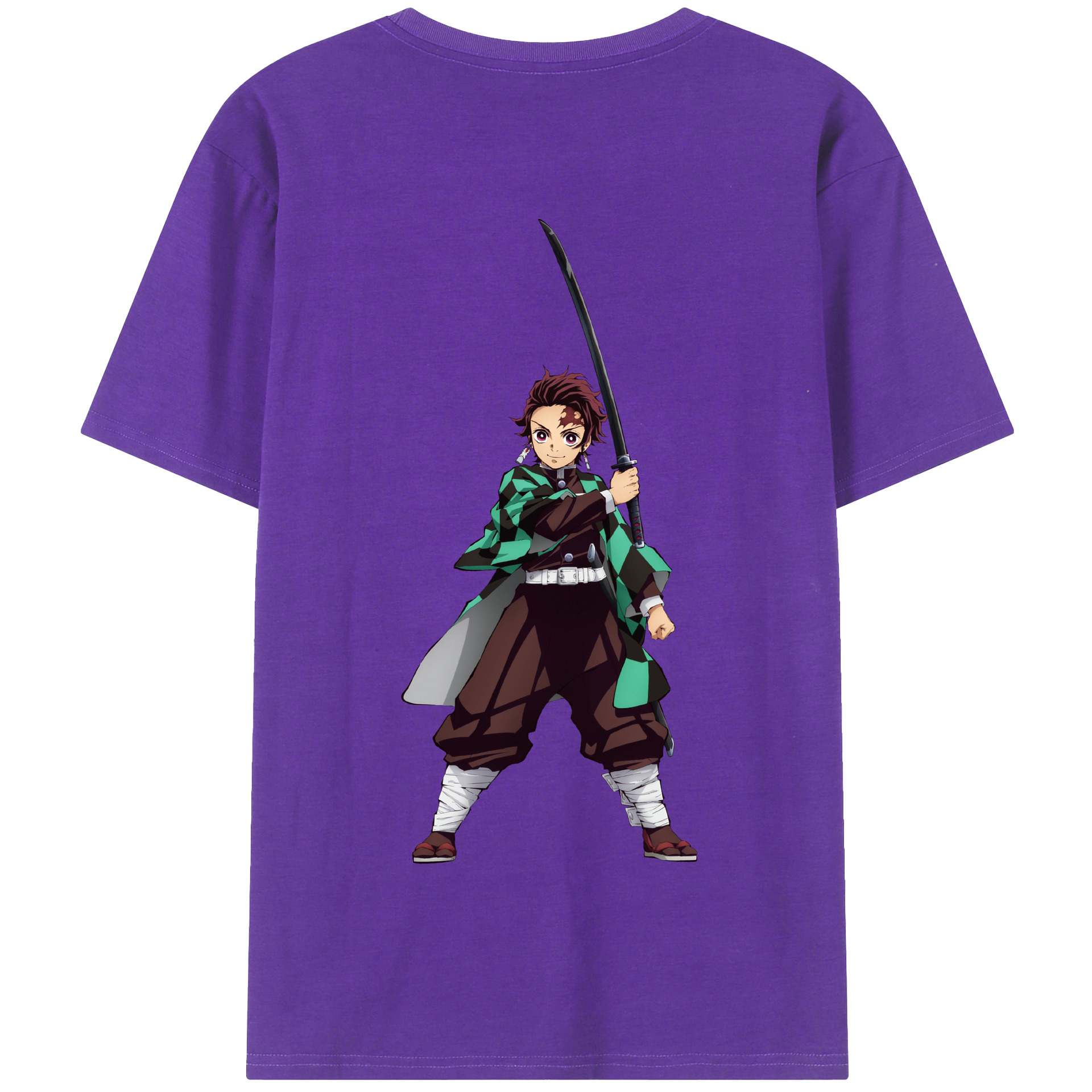 （画像用） 鬼滅の刃 竈門 炭治郎／かまど たんじろう Kamado Tanjirou 綿100％半袖Tシャツ（背面プリント）