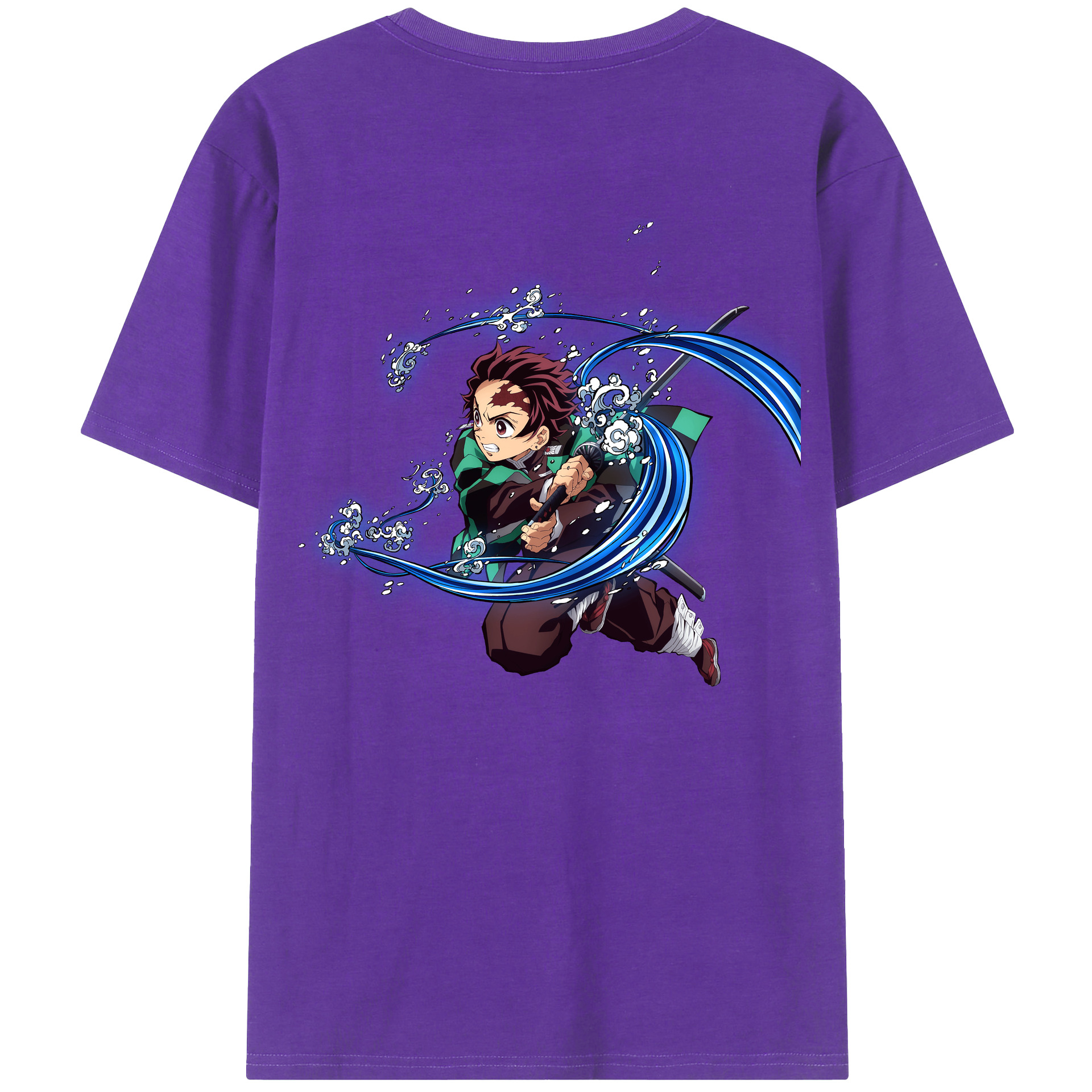 （画像用） 鬼滅の刃 竈門 炭治郎／かまど たんじろう Kamado Tanjirou 綿100％半袖Tシャツ（背面プリント）