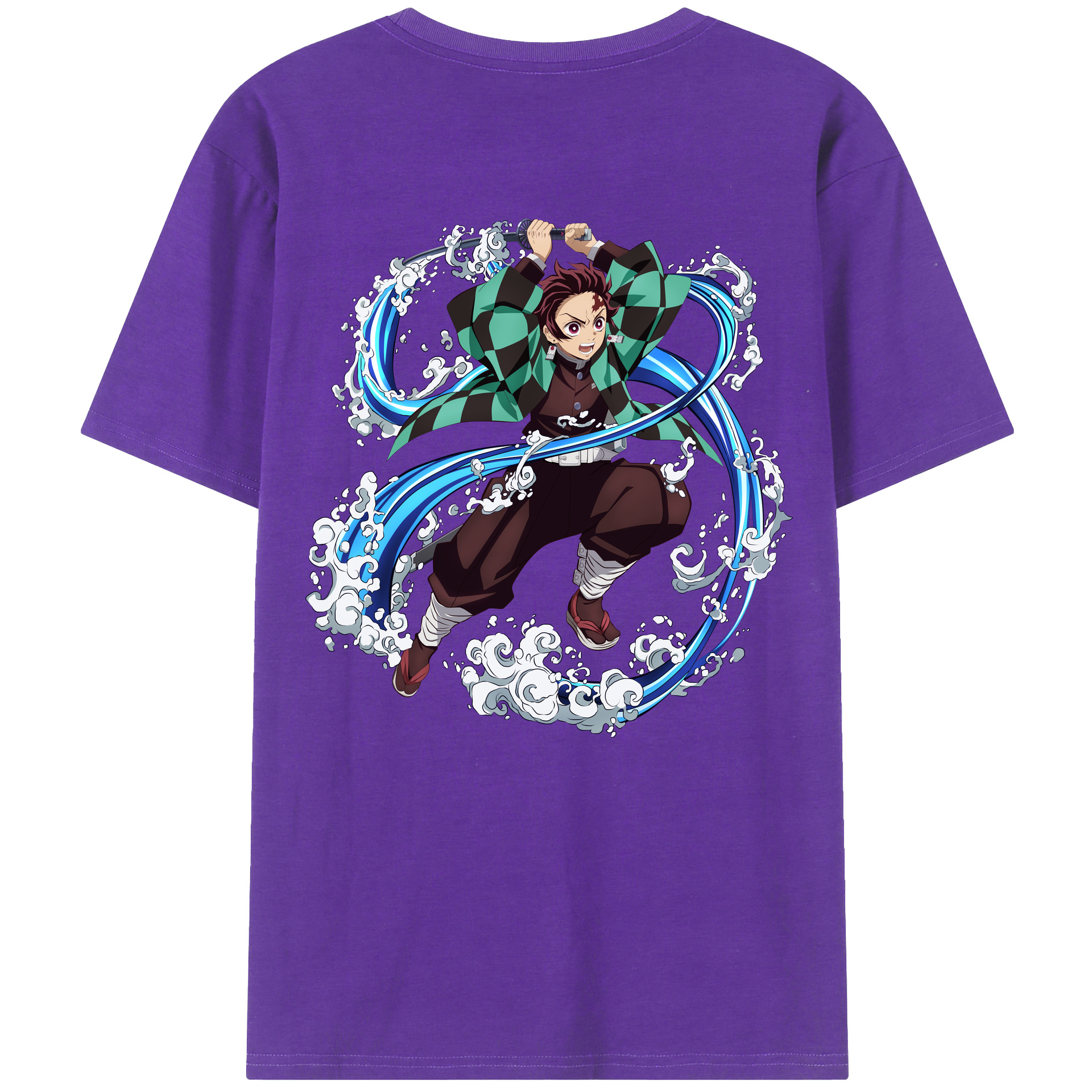 （画像用） 鬼滅の刃 竈門 炭治郎／かまど たんじろう Kamado Tanjirou 綿100％半袖Tシャツ（背面プリント）