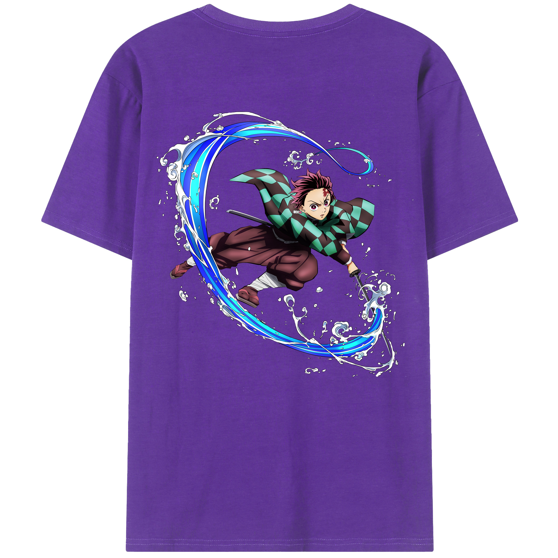 （画像用） 鬼滅の刃 竈門 炭治郎／かまど たんじろう Kamado Tanjirou 綿100％半袖Tシャツ（背面プリント）