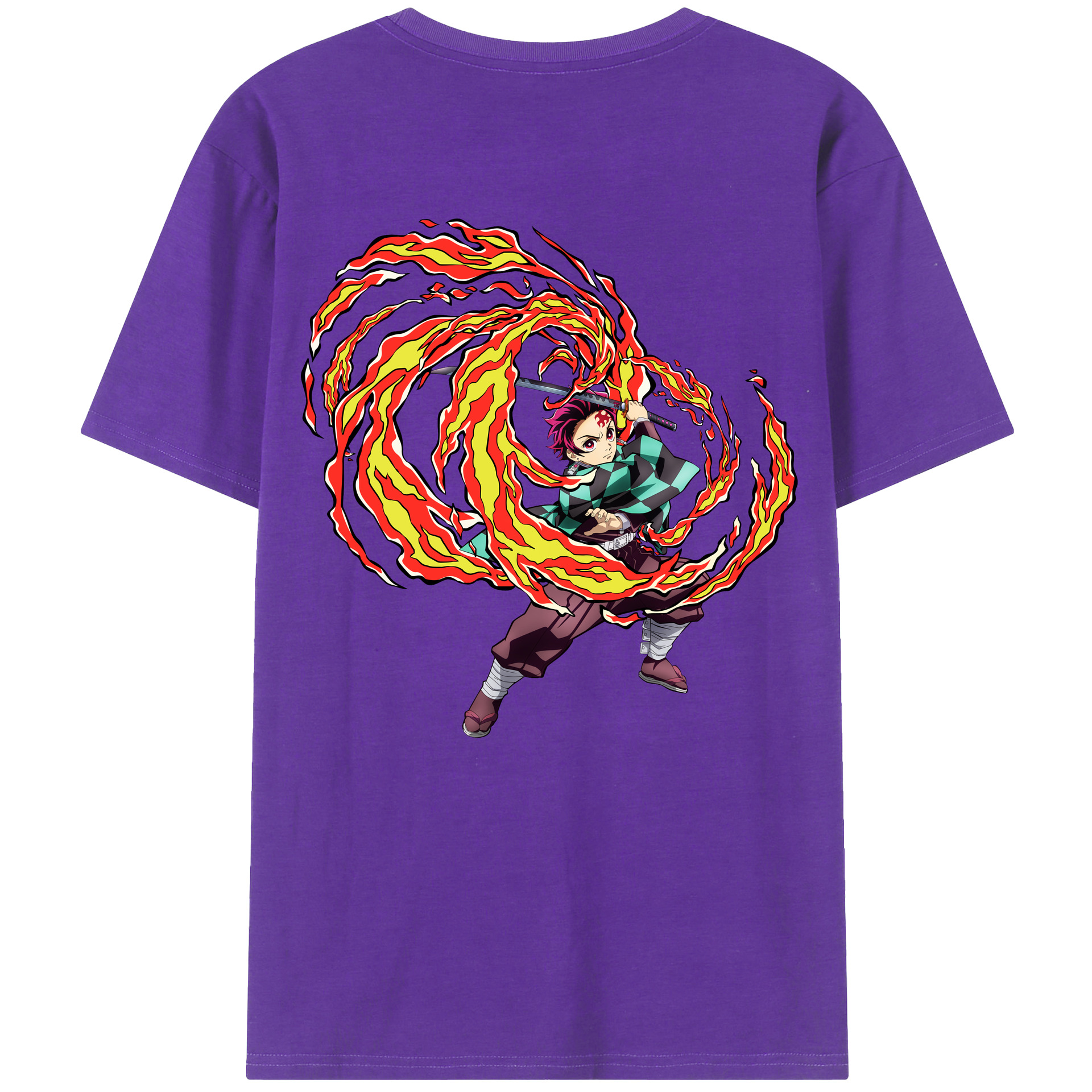 （画像用） 鬼滅の刃 竈門 炭治郎／かまど たんじろう Kamado Tanjirou 綿100％半袖Tシャツ（背面プリント）