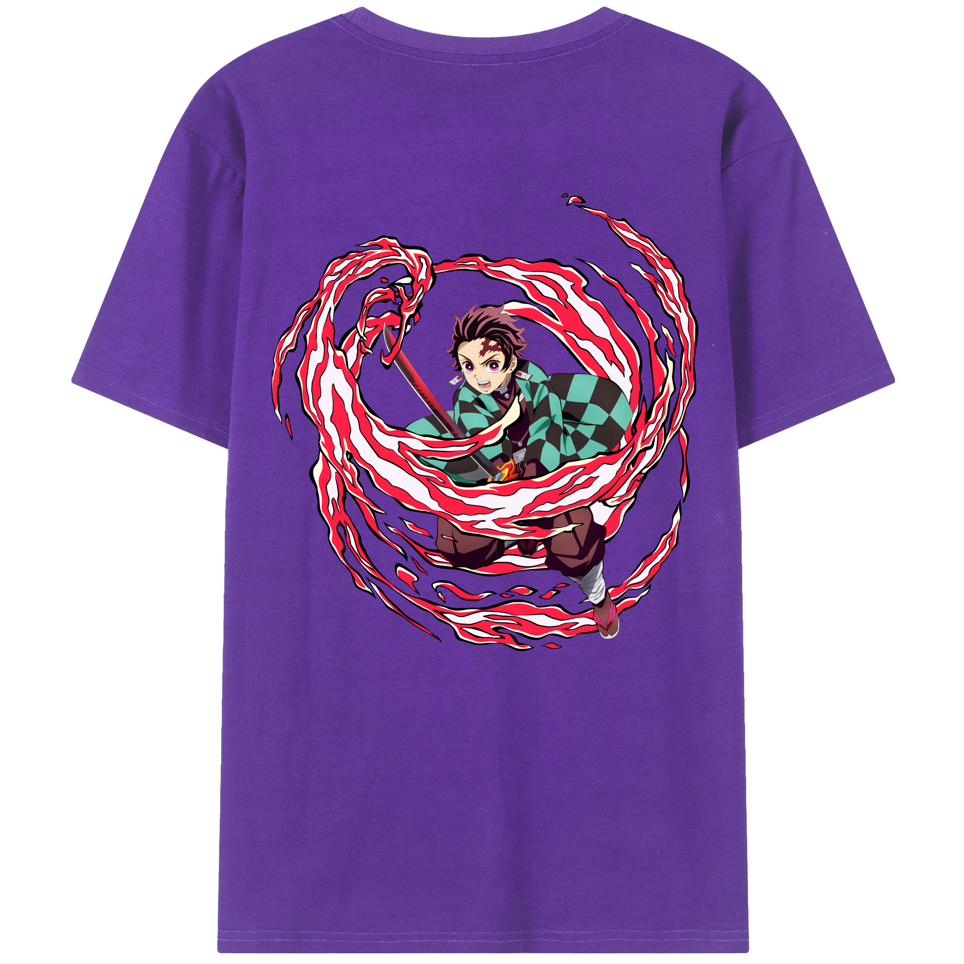 （画像用） 鬼滅の刃 竈門 炭治郎／かまど たんじろう Kamado Tanjirou 綿100％半袖Tシャツ（背面プリント）