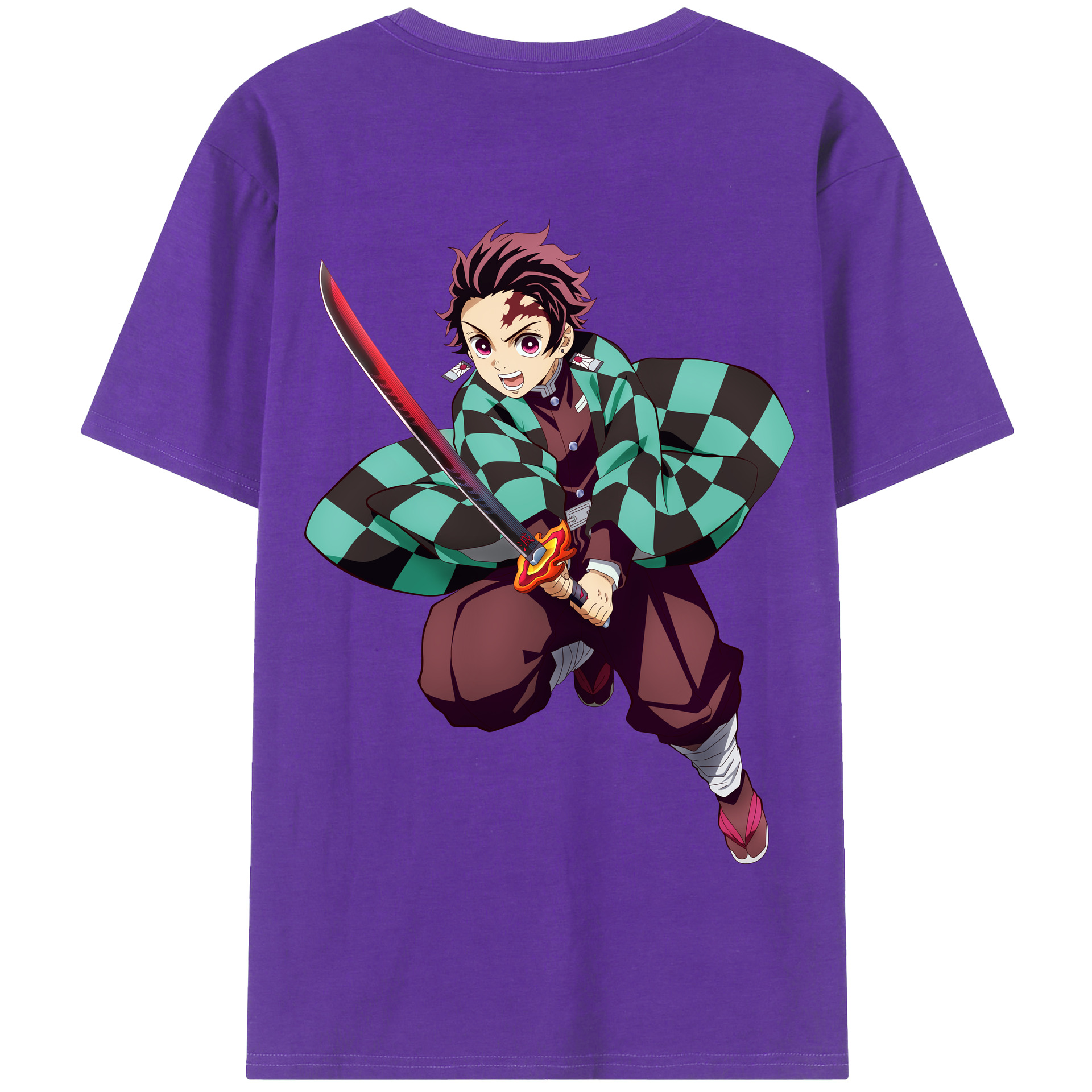 （画像用） 鬼滅の刃 竈門 炭治郎／かまど たんじろう Kamado Tanjirou 綿100％半袖Tシャツ（背面プリント）
