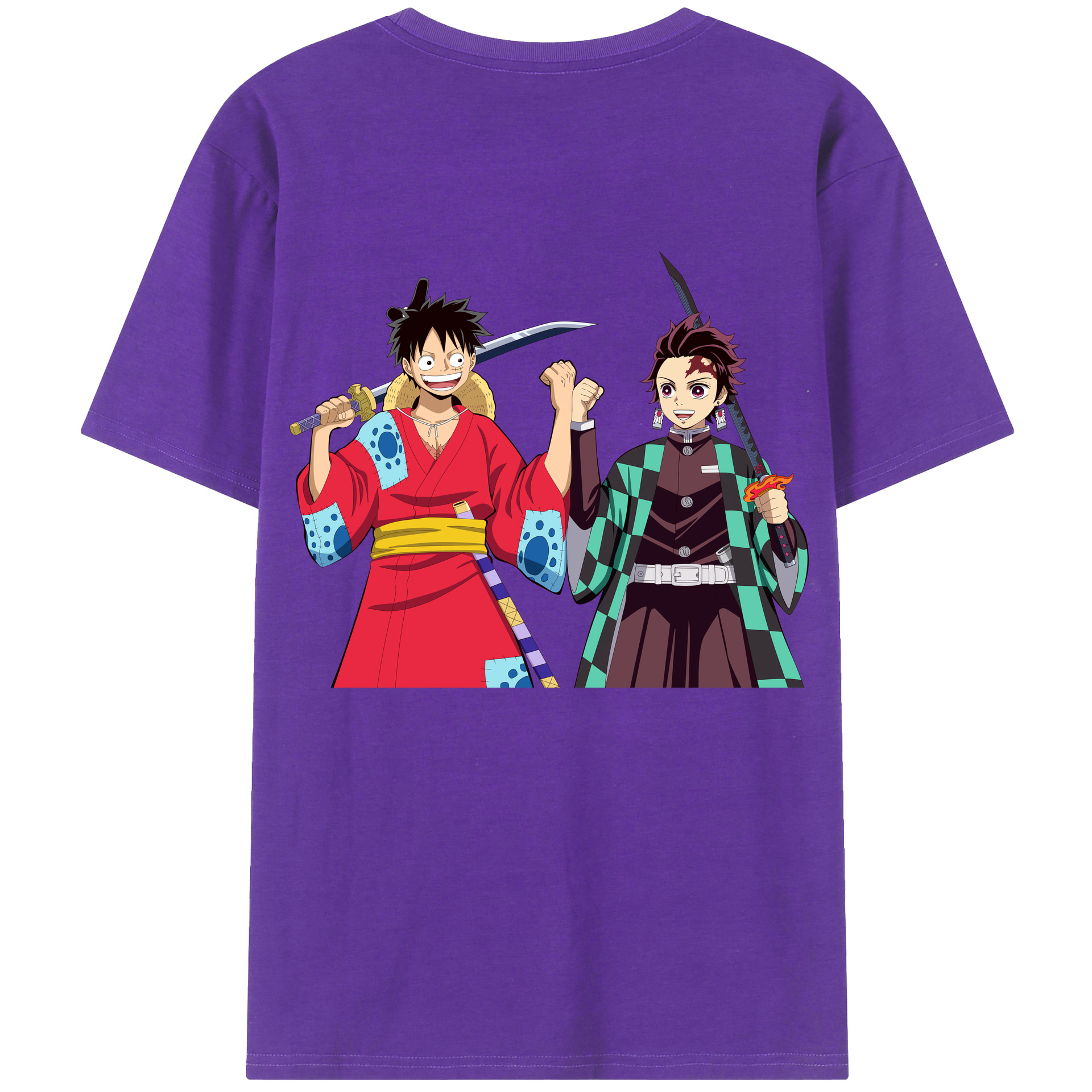 （画像用） 鬼滅の刃 竈門 炭治郎／かまど たんじろう Kamado Tanjirou 綿100％半袖Tシャツ（背面プリント）