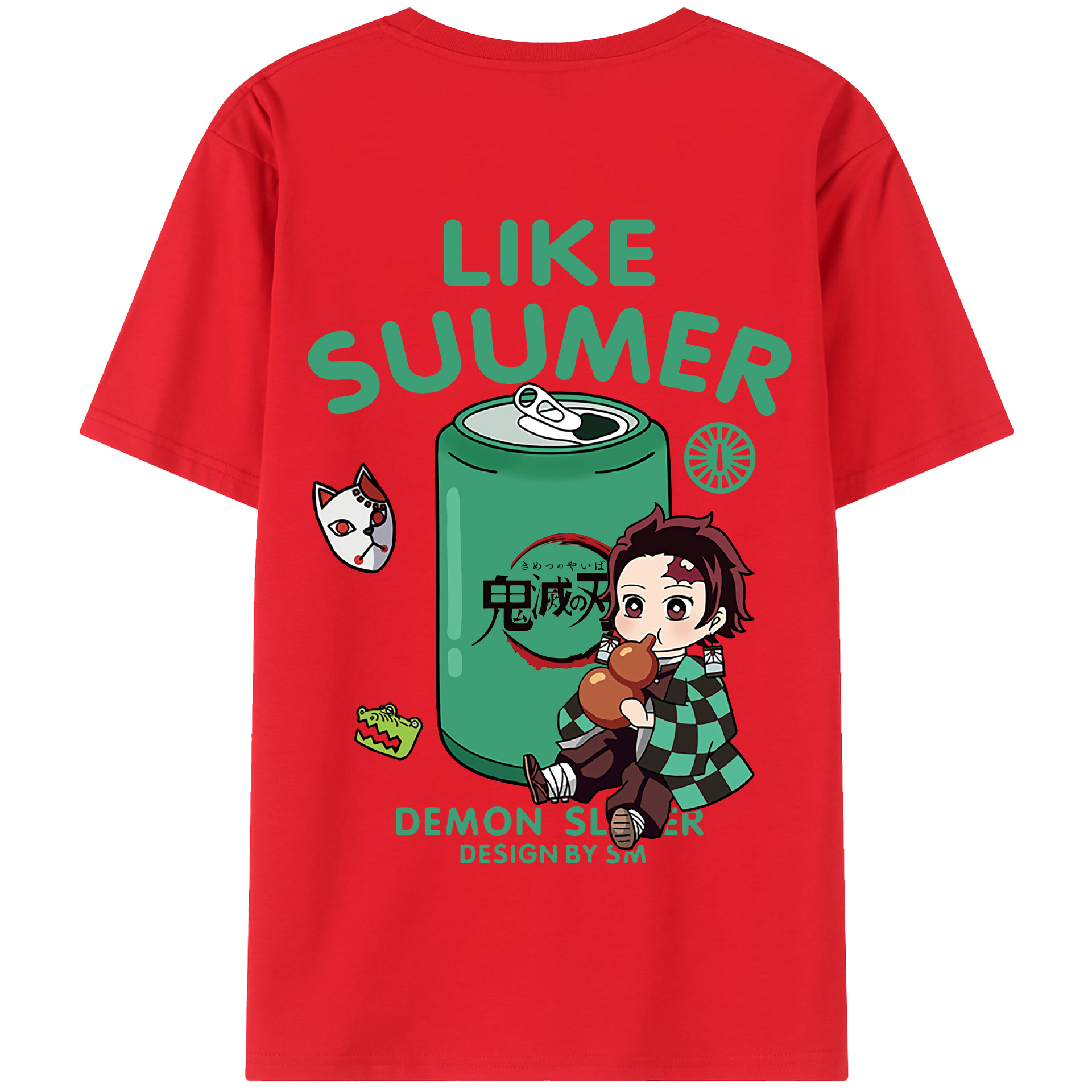 （画像用） 鬼滅の刃 竈門 炭治郎／かまど たんじろう Kamado Tanjirou 綿100％半袖Tシャツ（背面プリント）