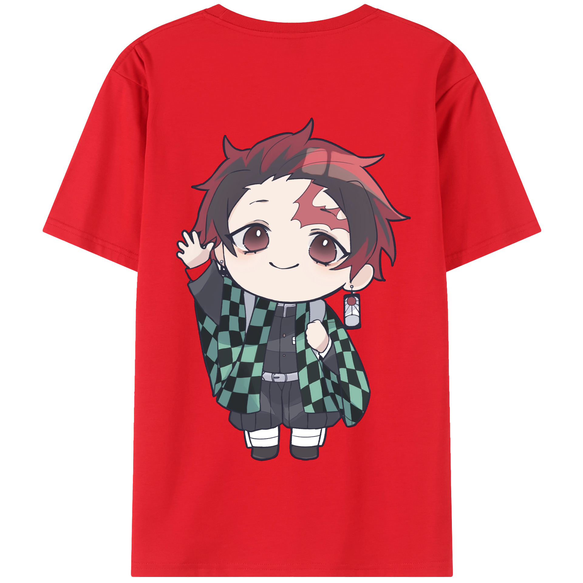 （画像用） 鬼滅の刃 竈門 炭治郎／かまど たんじろう Kamado Tanjirou 綿100％半袖Tシャツ（背面プリント）