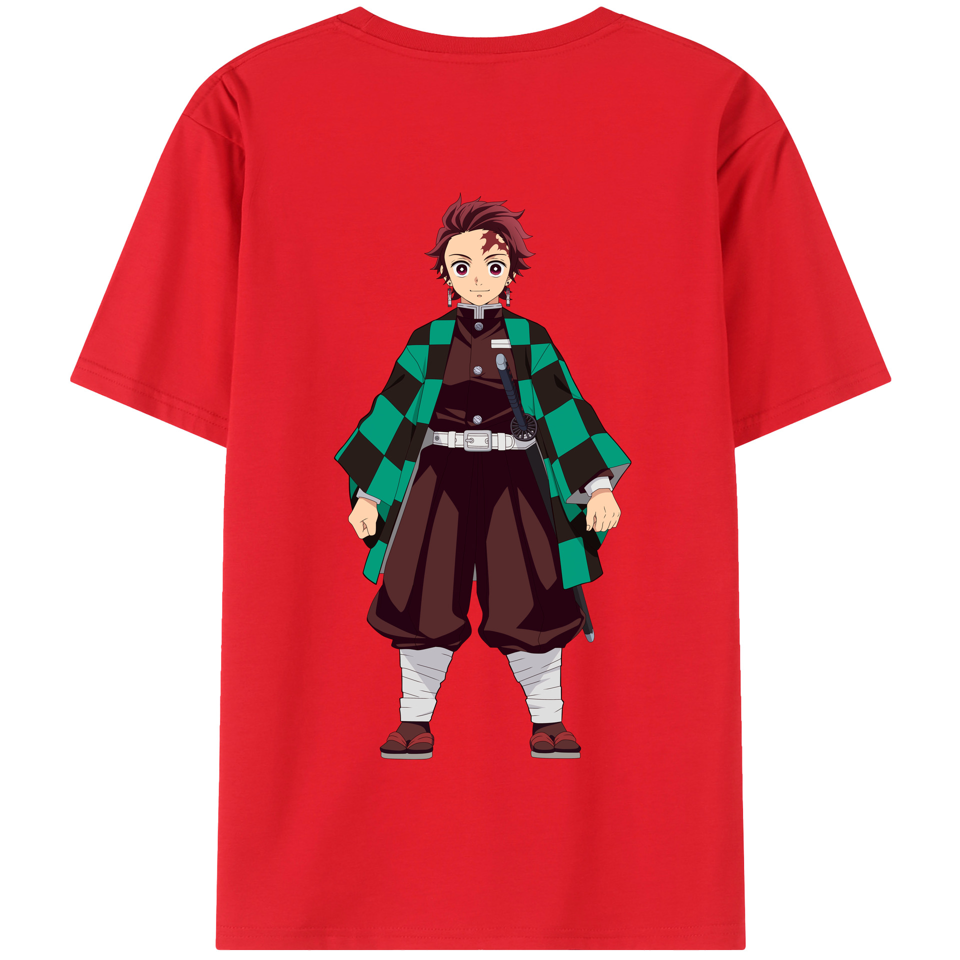 （画像用） 鬼滅の刃 竈門 炭治郎／かまど たんじろう Kamado Tanjirou 綿100％半袖Tシャツ（背面プリント）