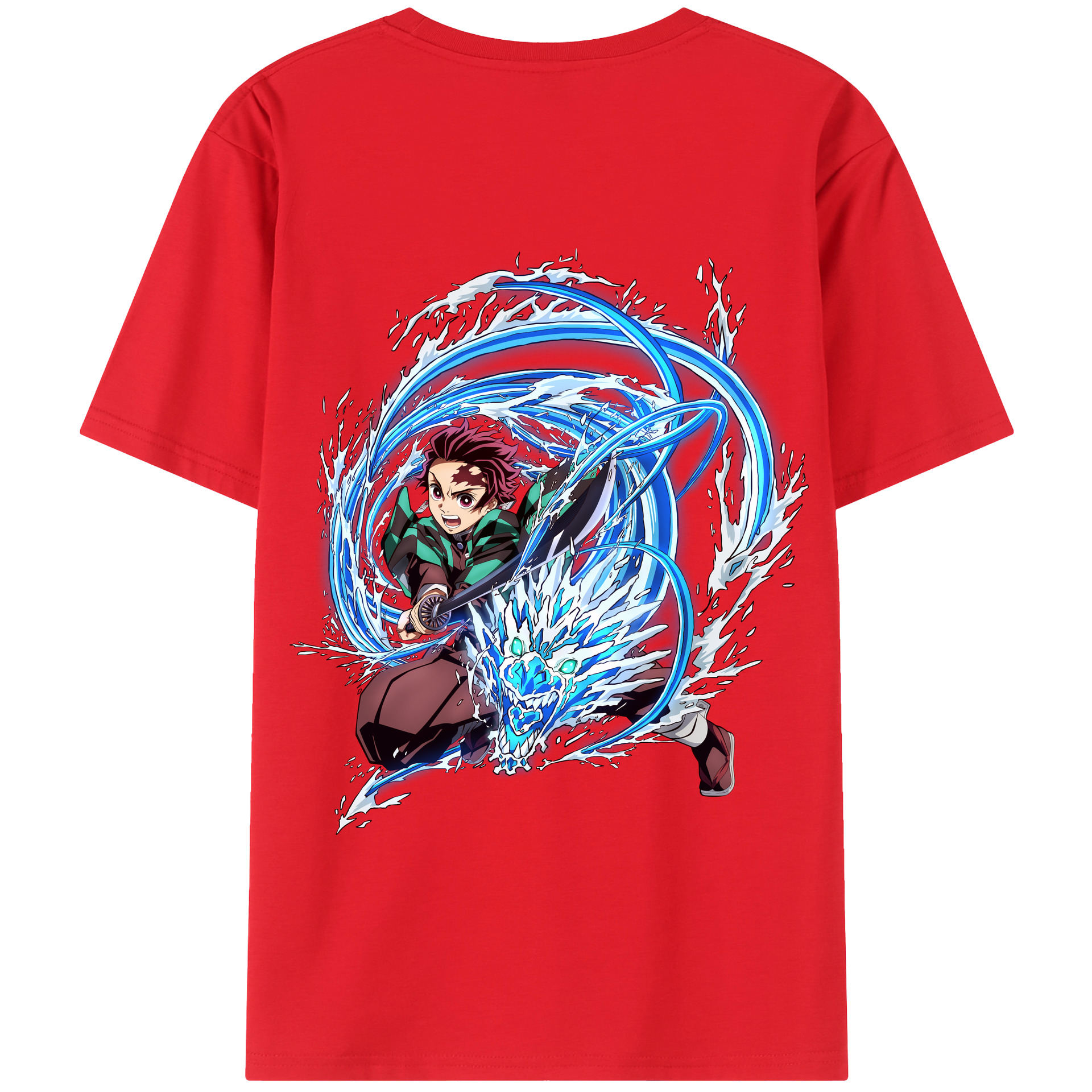 （画像用） 鬼滅の刃 竈門 炭治郎／かまど たんじろう Kamado Tanjirou 綿100％半袖Tシャツ（背面プリント）