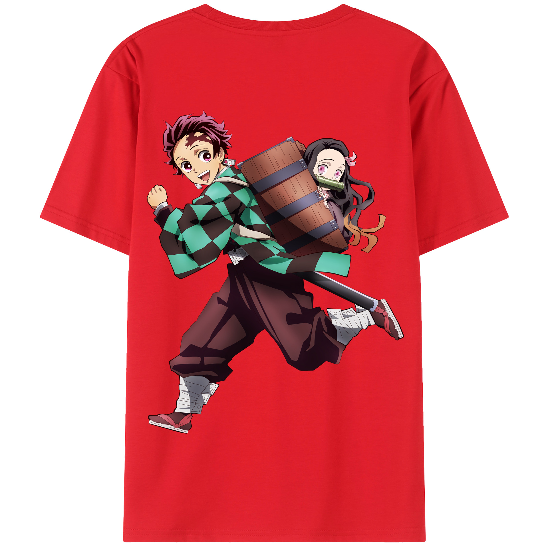 （画像用） 鬼滅の刃 竈門 炭治郎／かまど たんじろう Kamado Tanjirou 綿100％半袖Tシャツ（背面プリント）