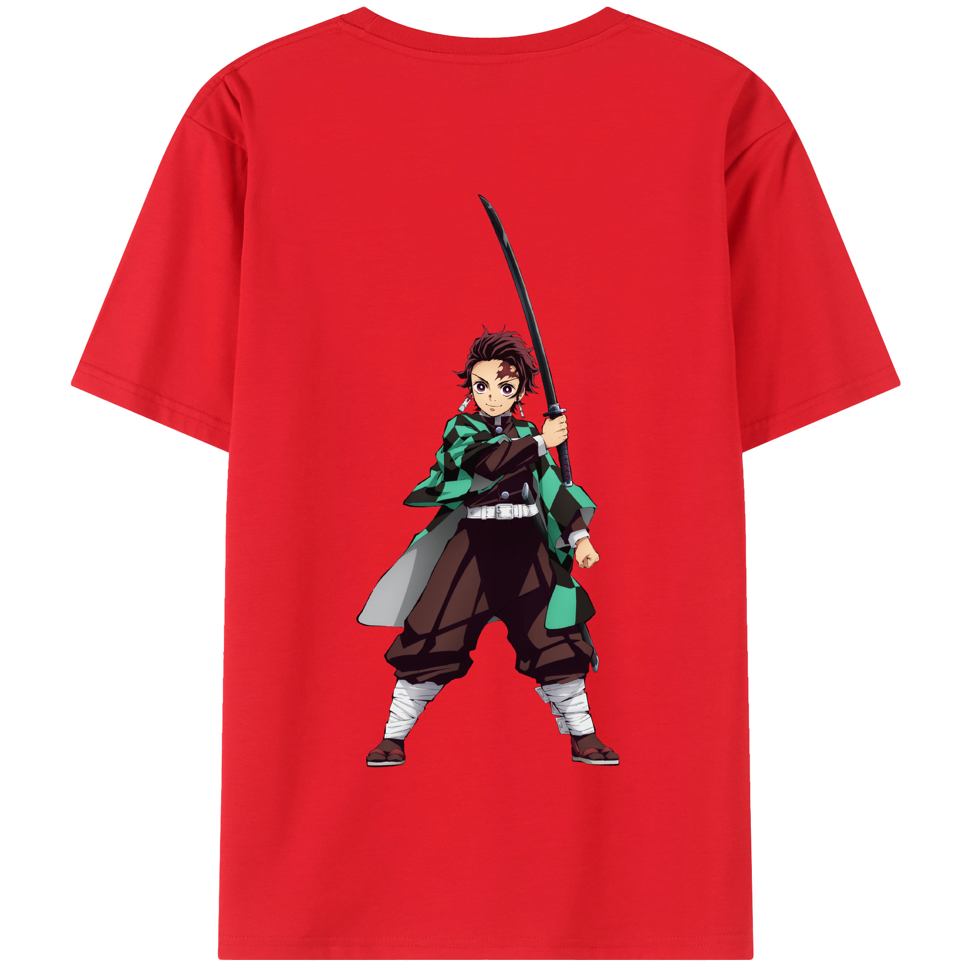 （画像用） 鬼滅の刃 竈門 炭治郎／かまど たんじろう Kamado Tanjirou 綿100％半袖Tシャツ（背面プリント）