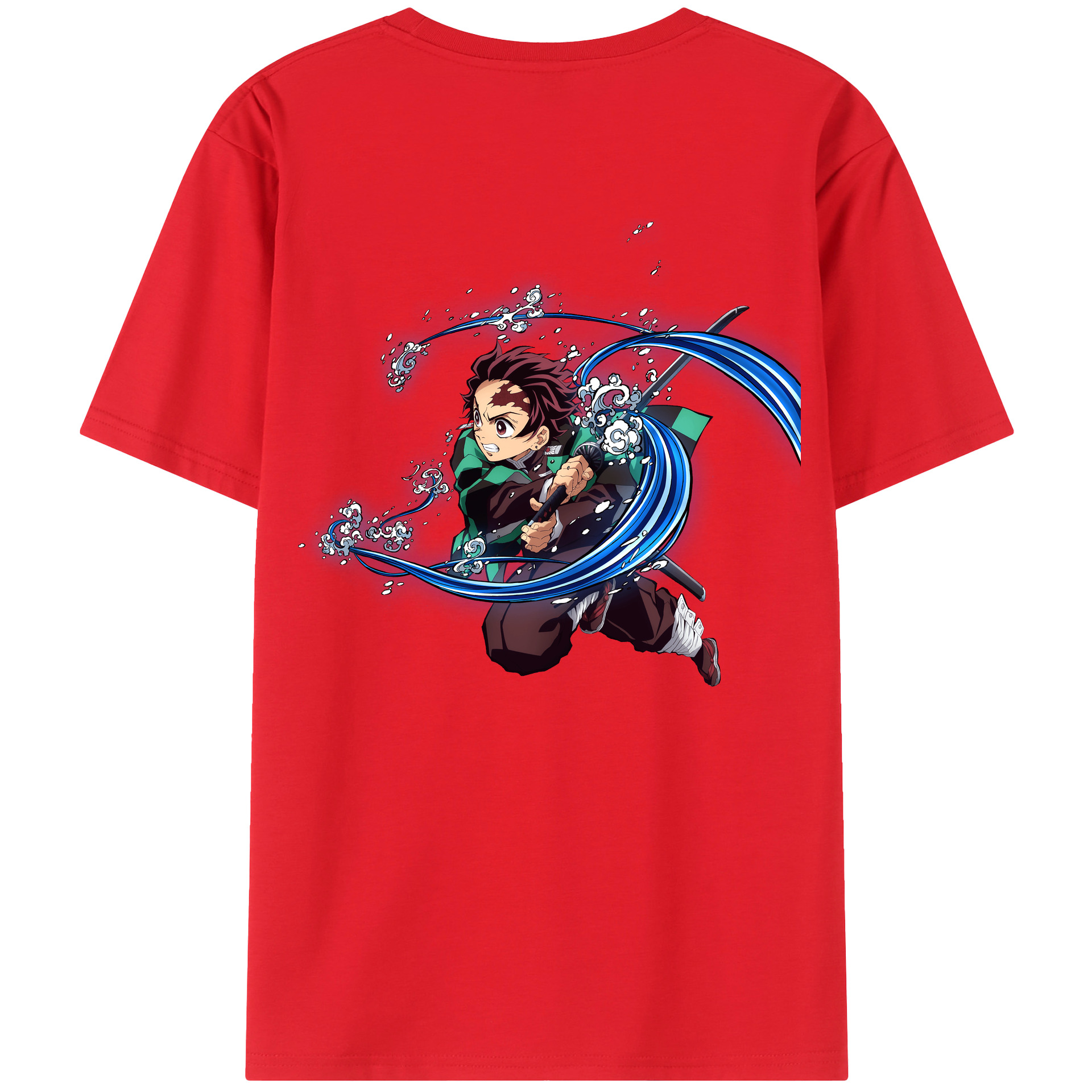 （画像用） 鬼滅の刃 竈門 炭治郎／かまど たんじろう Kamado Tanjirou 綿100％半袖Tシャツ（背面プリント）