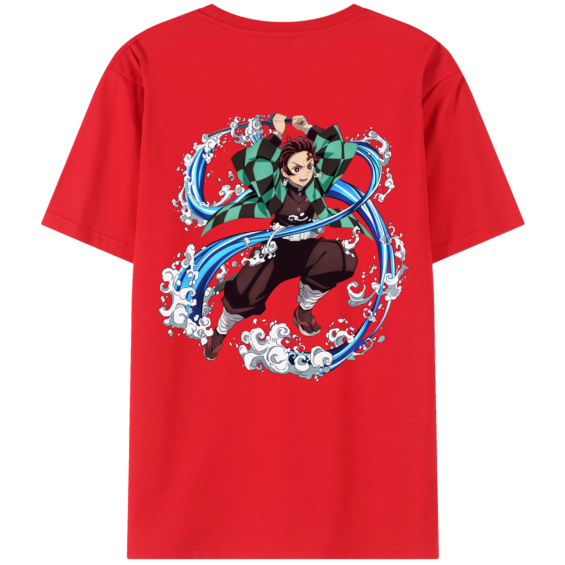 （画像用） 鬼滅の刃 竈門 炭治郎／かまど たんじろう Kamado Tanjirou 綿100％半袖Tシャツ（背面プリント）