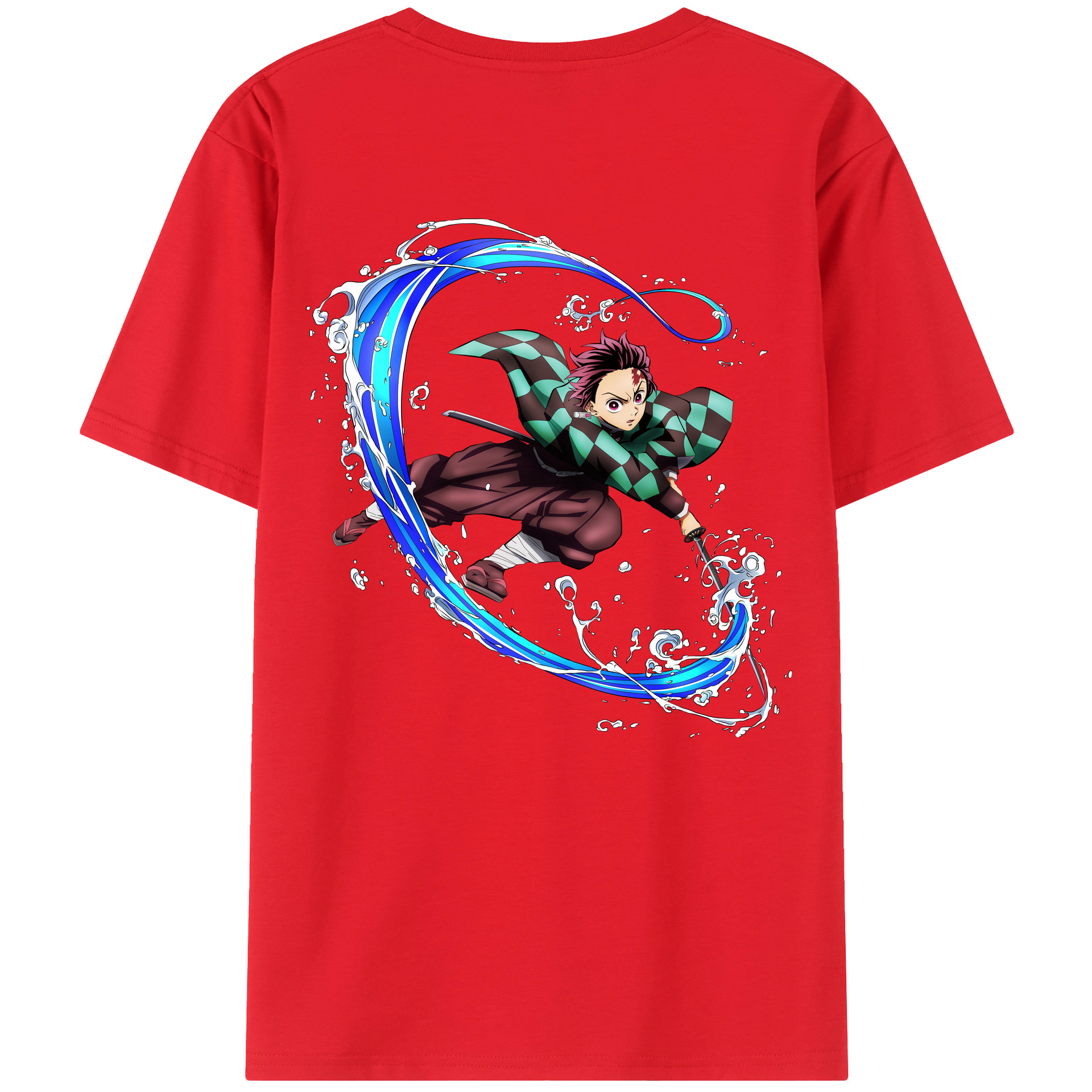 （画像用） 鬼滅の刃 竈門 炭治郎／かまど たんじろう Kamado Tanjirou 綿100％半袖Tシャツ（背面プリント）