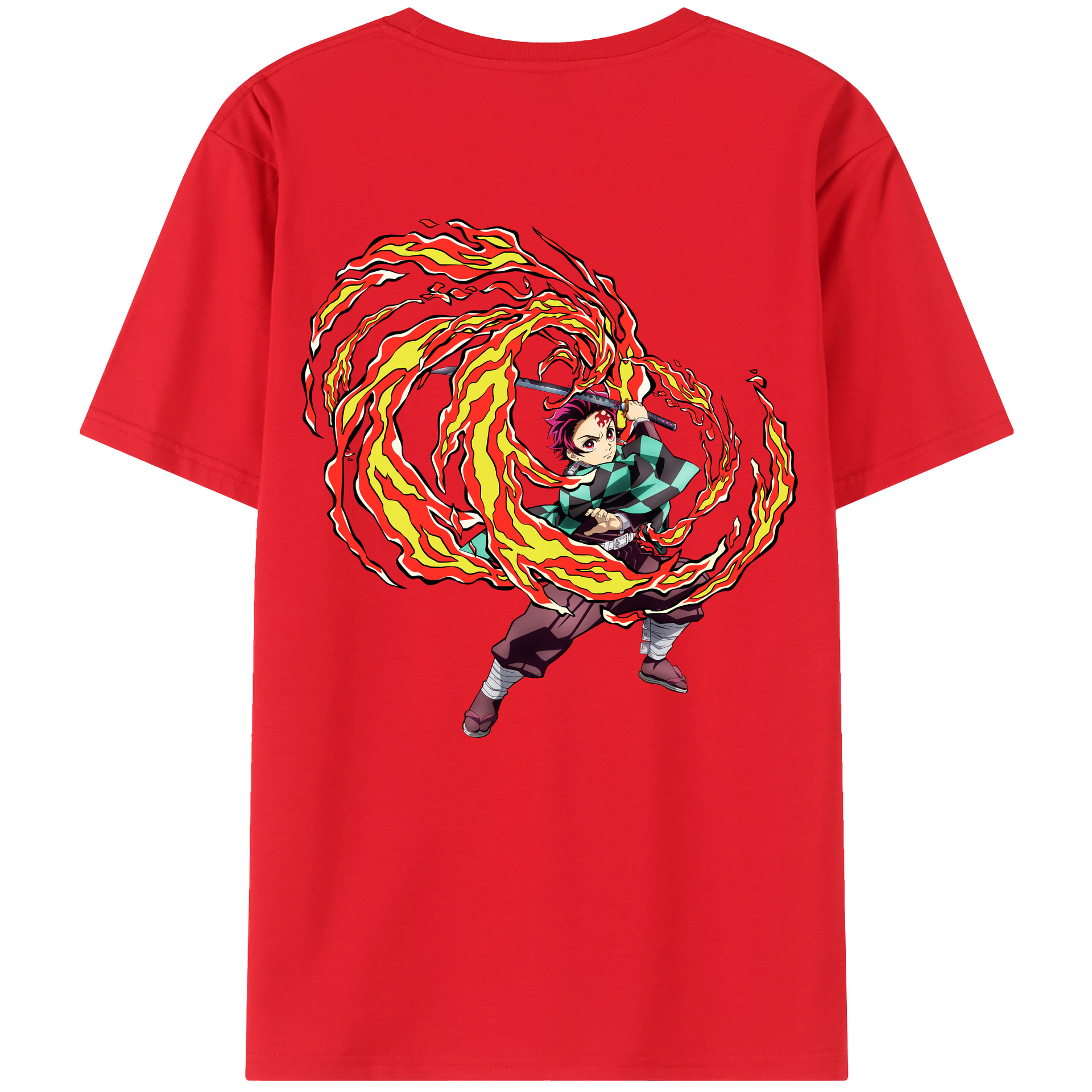 （画像用） 鬼滅の刃 竈門 炭治郎／かまど たんじろう Kamado Tanjirou 綿100％半袖Tシャツ（背面プリント）