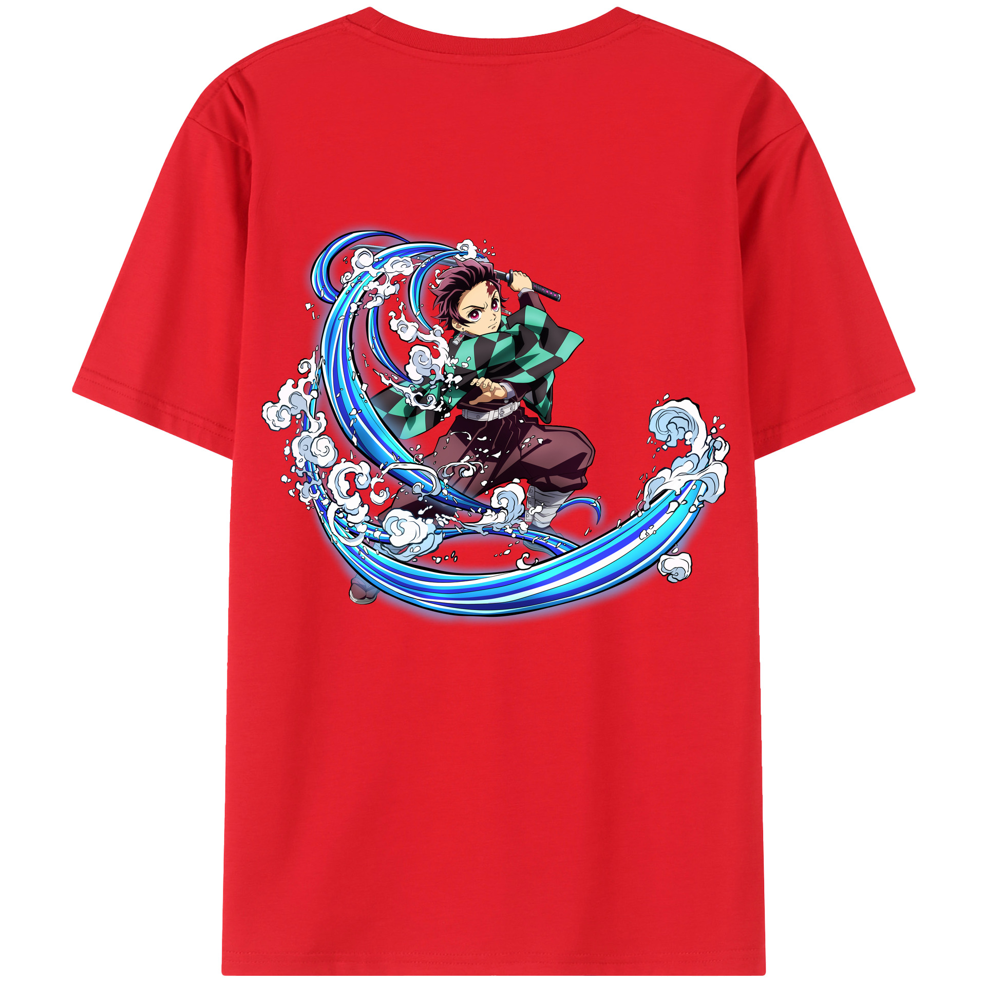 （画像用） 鬼滅の刃 竈門 炭治郎／かまど たんじろう Kamado Tanjirou 綿100％半袖Tシャツ（背面プリント）