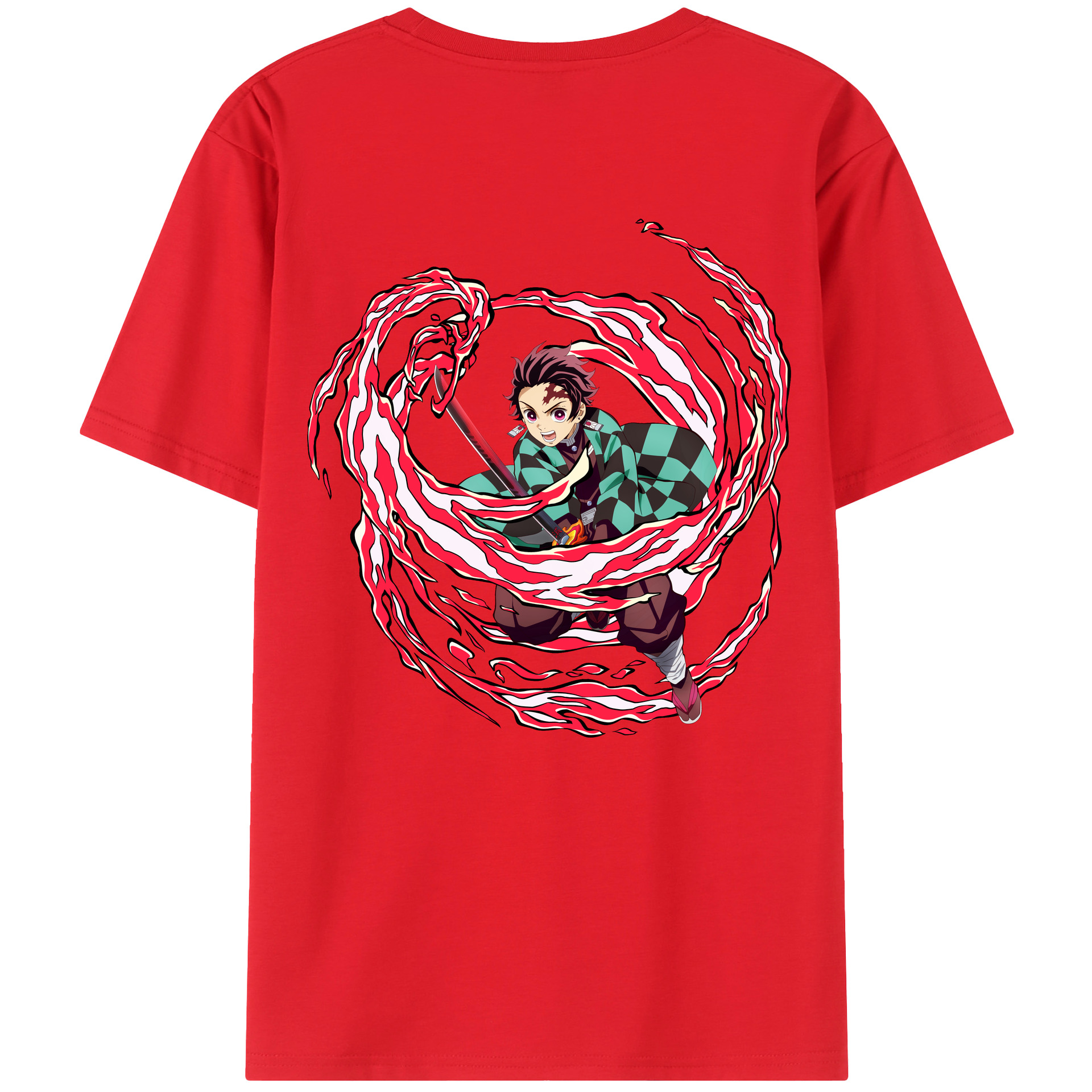 （画像用） 鬼滅の刃 竈門 炭治郎／かまど たんじろう Kamado Tanjirou 綿100％半袖Tシャツ（背面プリント）
