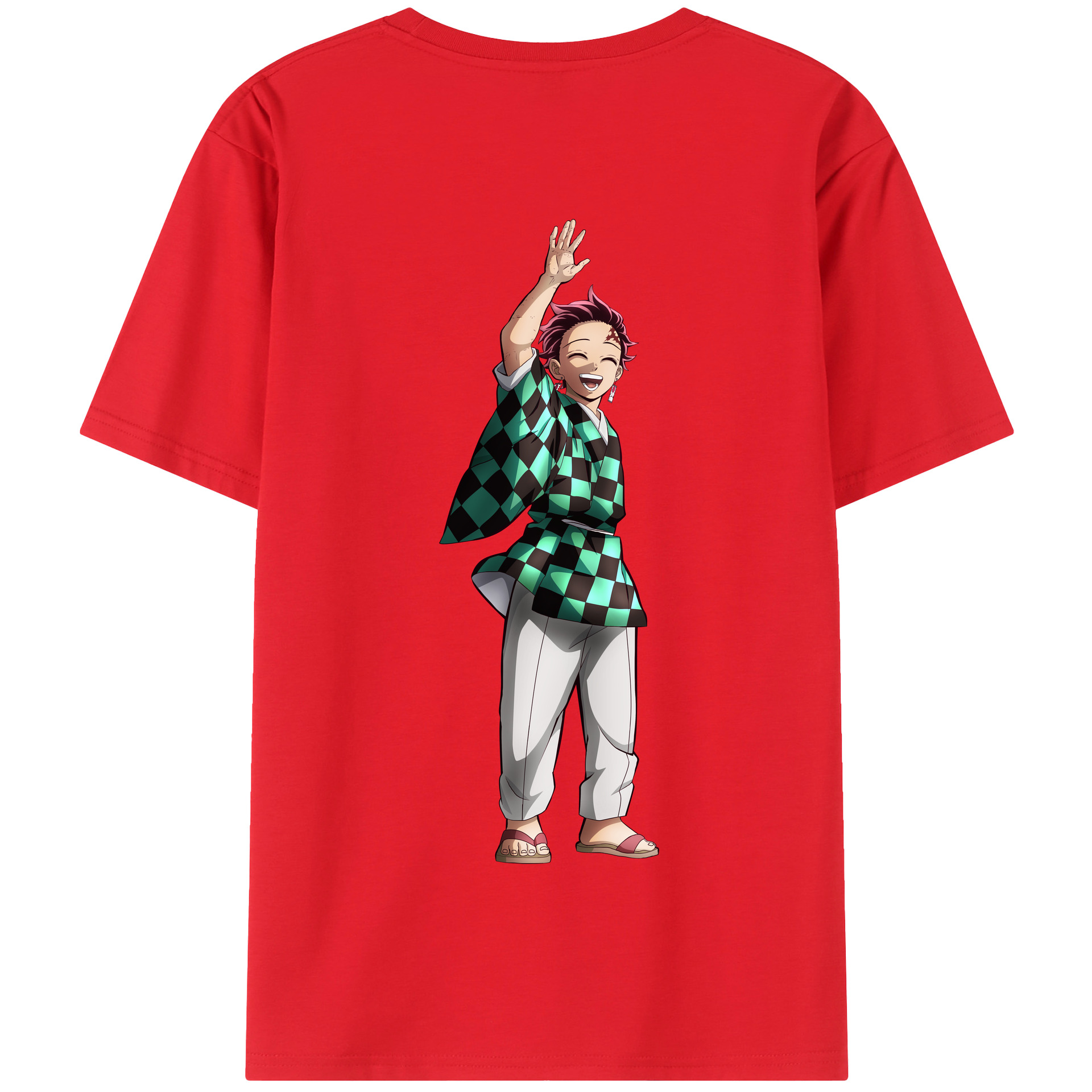 （画像用） 鬼滅の刃 竈門 炭治郎／かまど たんじろう Kamado Tanjirou 綿100％半袖Tシャツ（背面プリント）