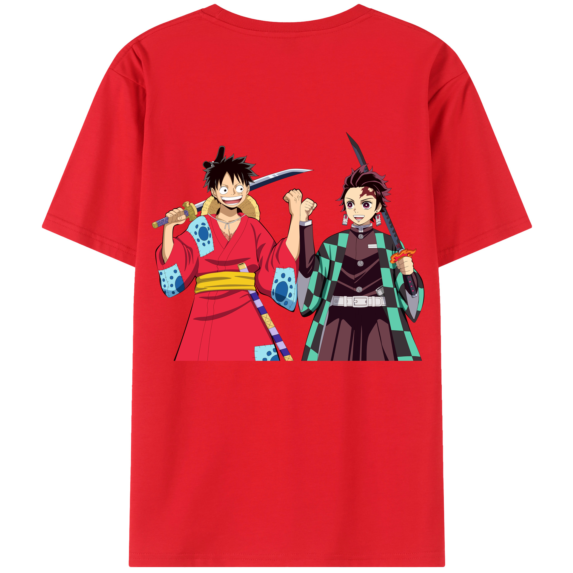 （画像用） 鬼滅の刃 竈門 炭治郎／かまど たんじろう Kamado Tanjirou 綿100％半袖Tシャツ（背面プリント）