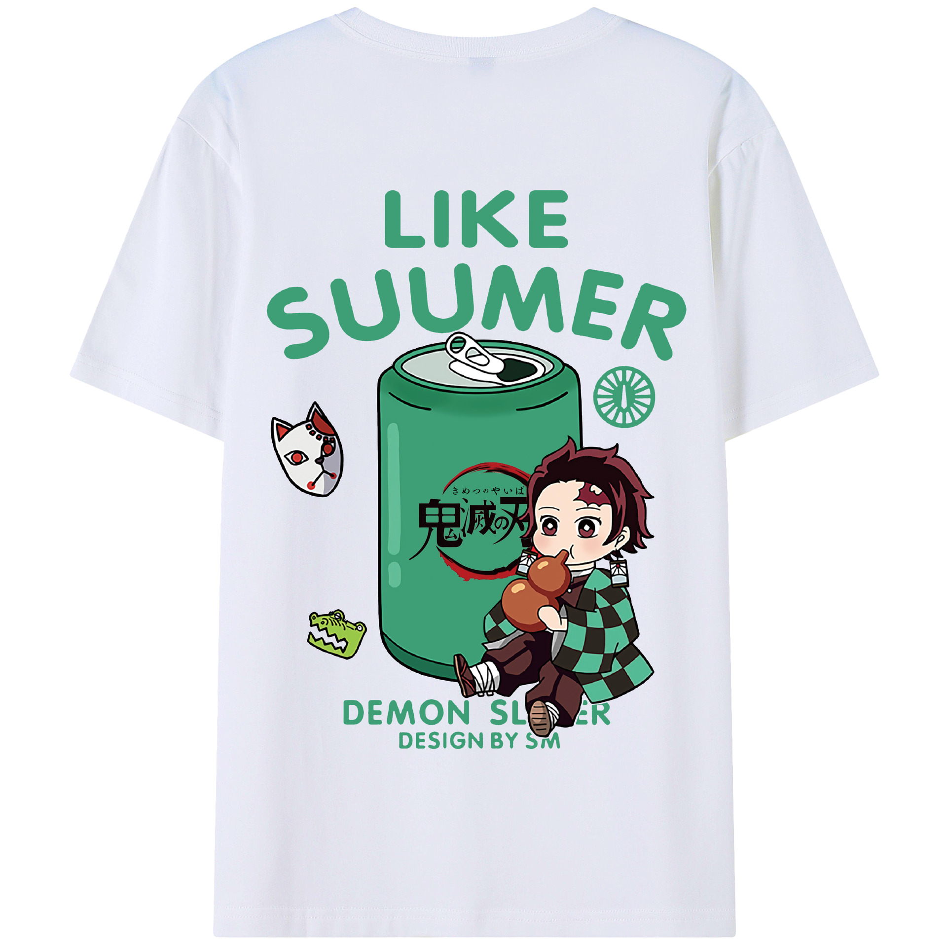 （画像用） 鬼滅の刃 竈門 炭治郎／かまど たんじろう Kamado Tanjirou 綿100％半袖Tシャツ（背面プリント）