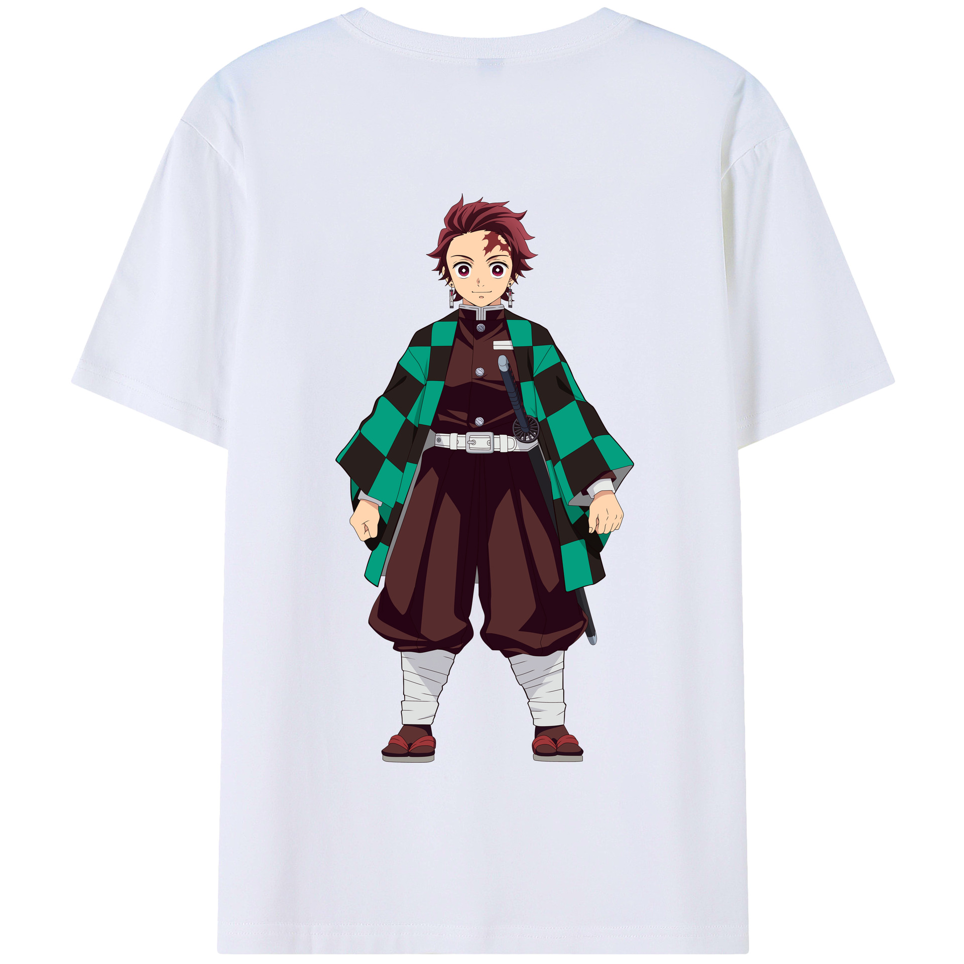 （画像用） 鬼滅の刃 竈門 炭治郎／かまど たんじろう Kamado Tanjirou 綿100％半袖Tシャツ（背面プリント）