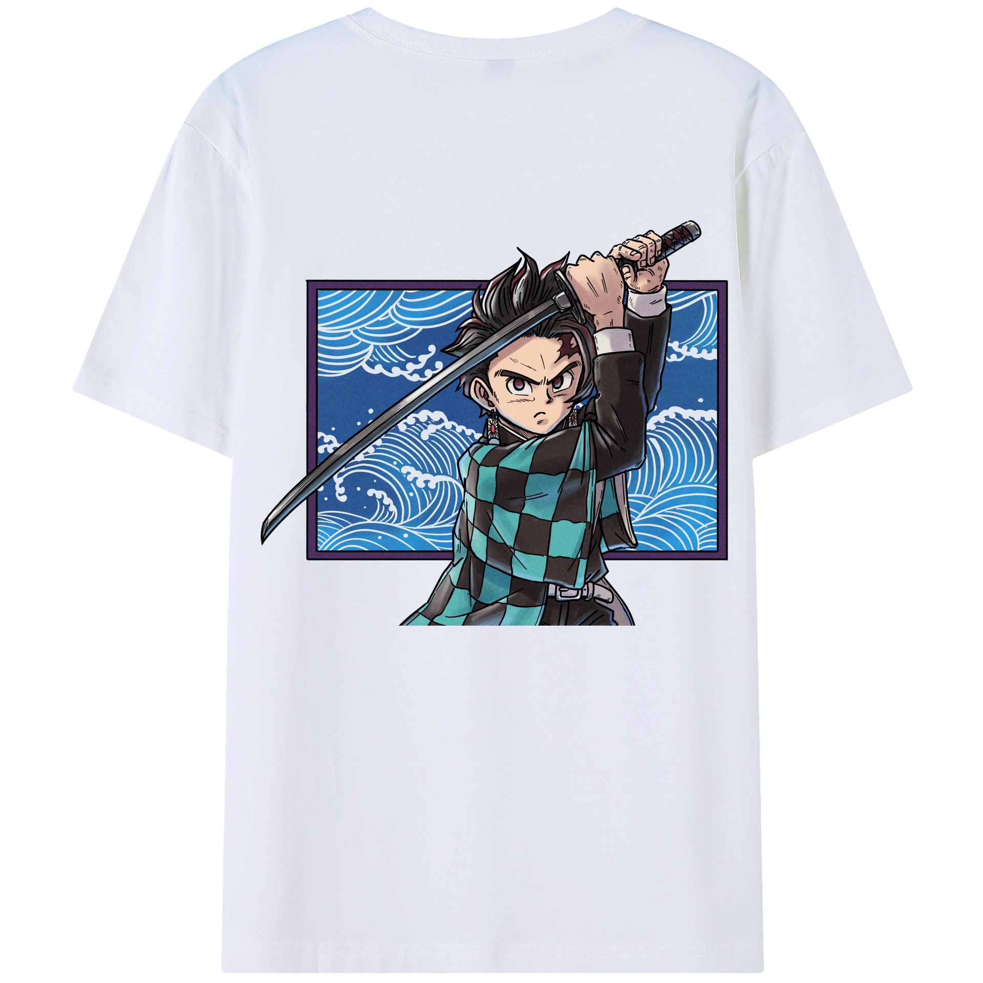 （画像用） 鬼滅の刃 竈門 炭治郎／かまど たんじろう Kamado Tanjirou 綿100％半袖Tシャツ（背面プリント）