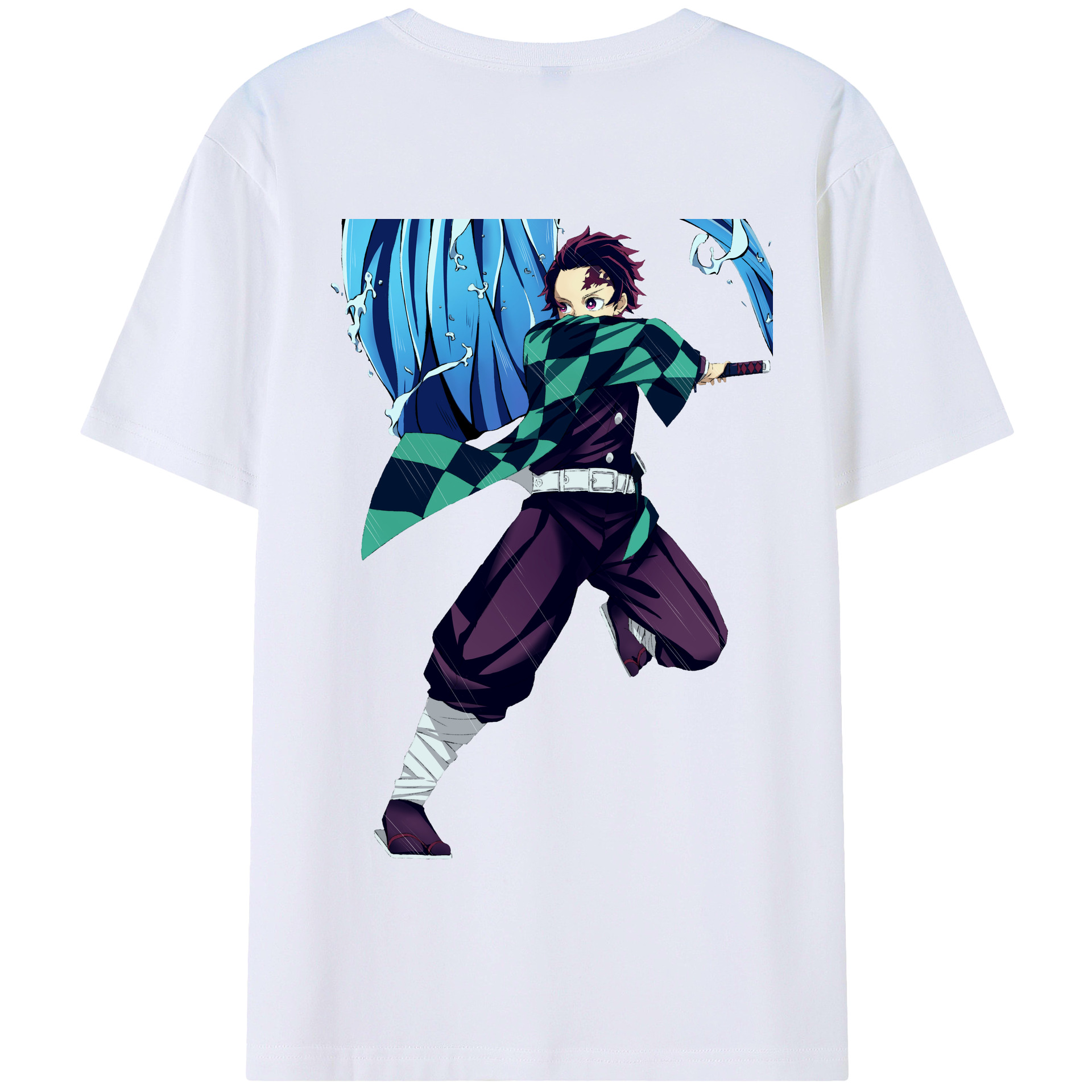 （画像用） 鬼滅の刃 竈門 炭治郎／かまど たんじろう Kamado Tanjirou 綿100％半袖Tシャツ（背面プリント）