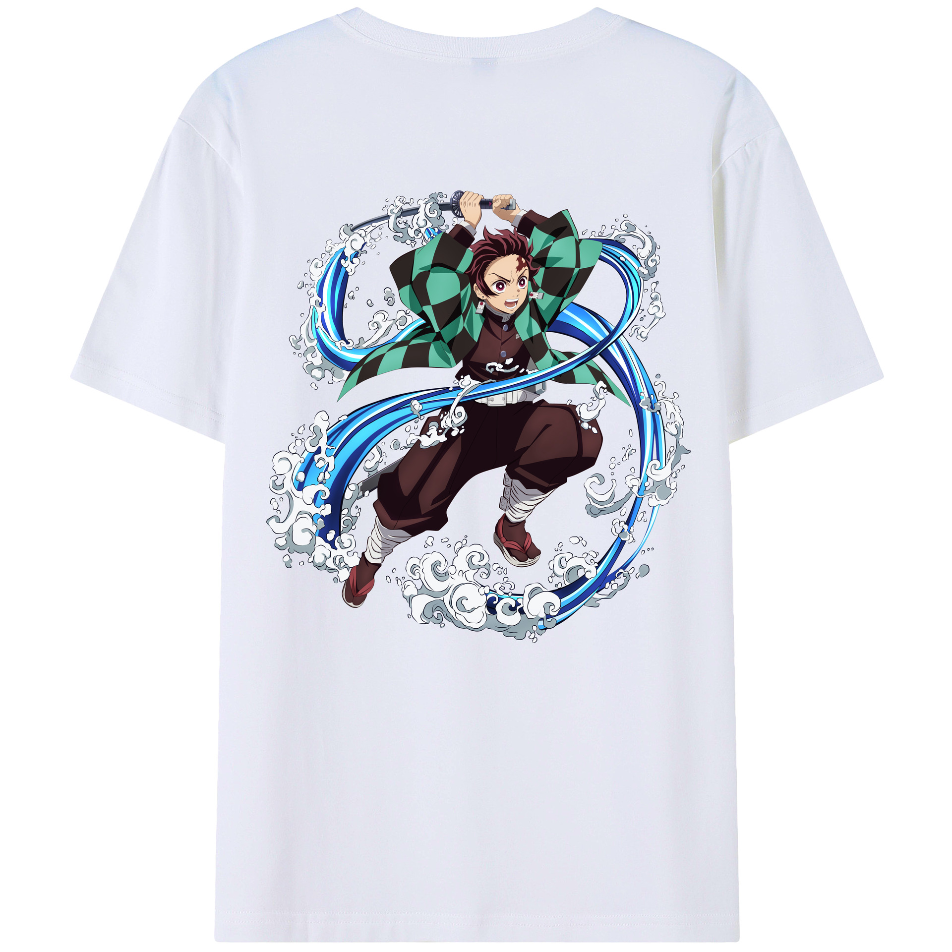 （画像用） 鬼滅の刃 竈門 炭治郎／かまど たんじろう Kamado Tanjirou 綿100％半袖Tシャツ（背面プリント）