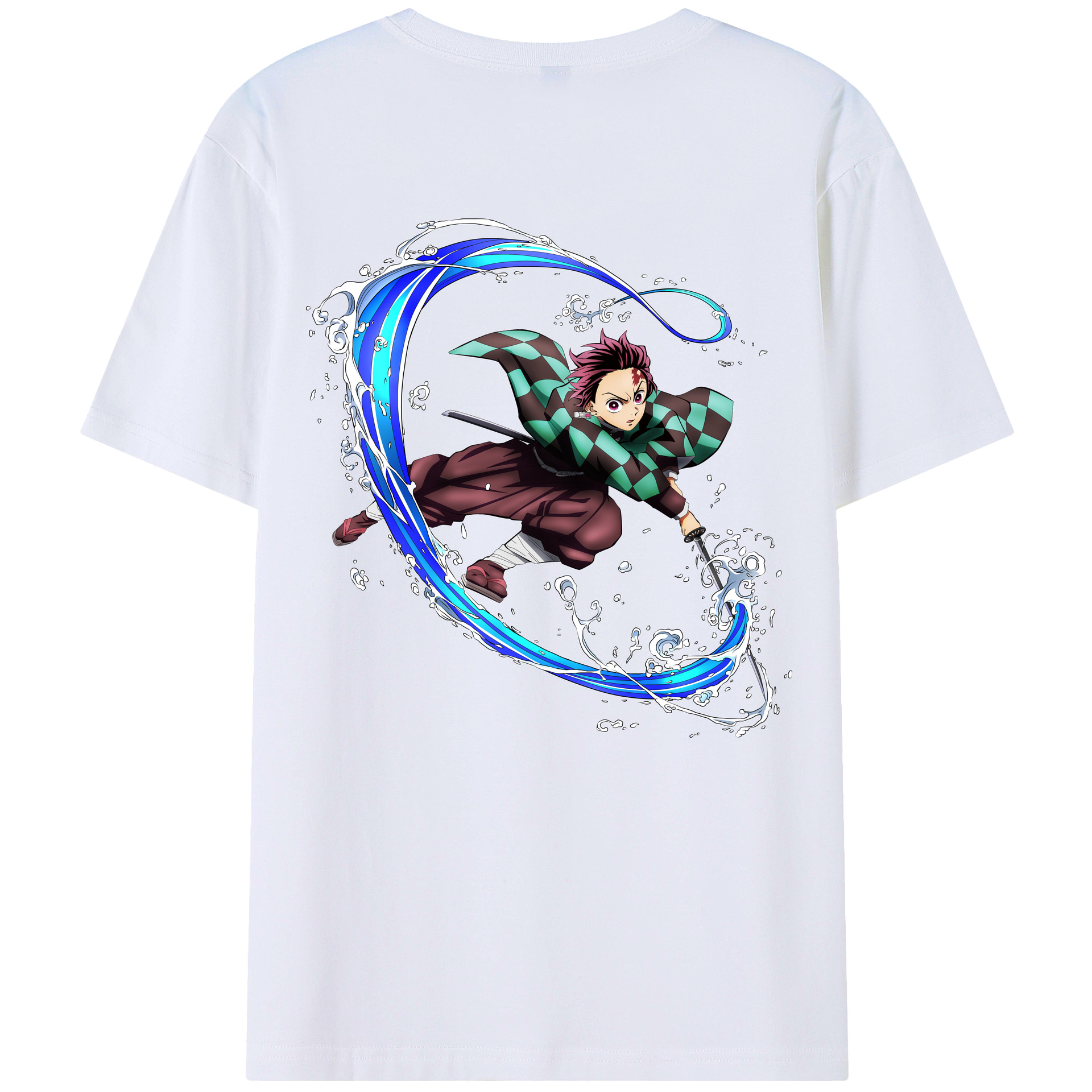 （画像用） 鬼滅の刃 竈門 炭治郎／かまど たんじろう Kamado Tanjirou 綿100％半袖Tシャツ（背面プリント）