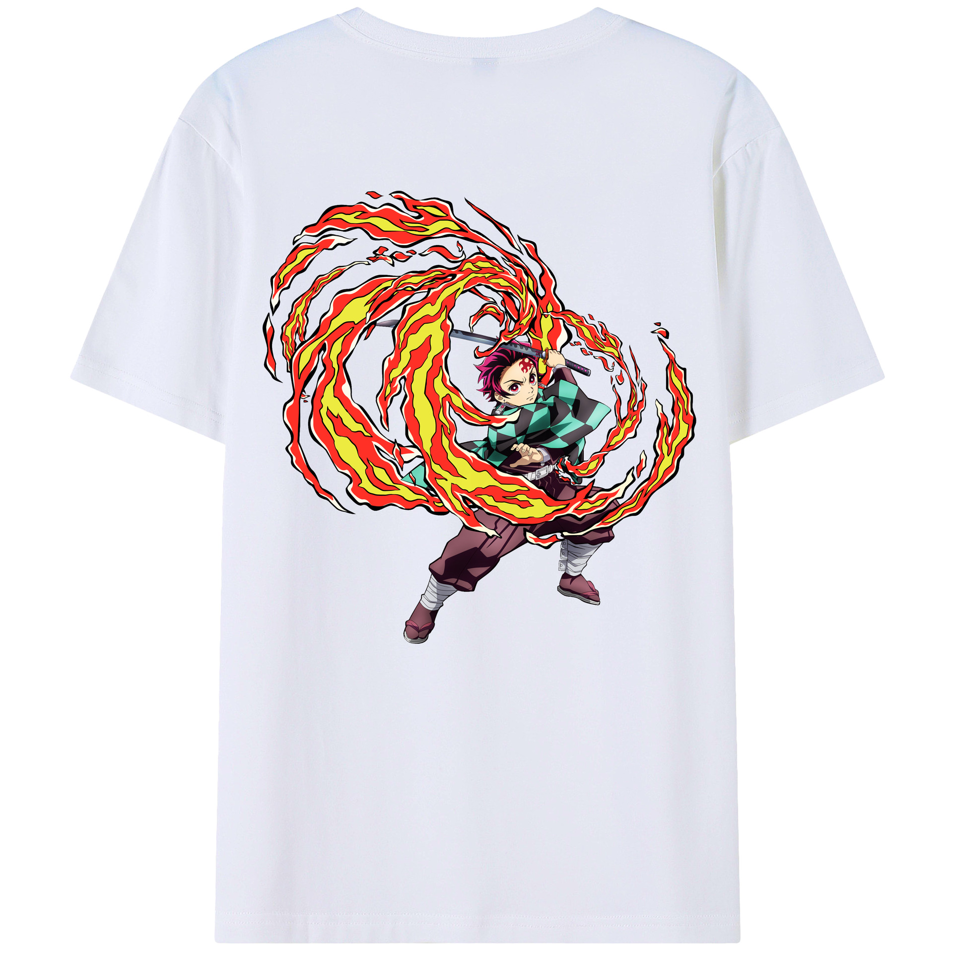 （画像用） 鬼滅の刃 竈門 炭治郎／かまど たんじろう Kamado Tanjirou 綿100％半袖Tシャツ（背面プリント）