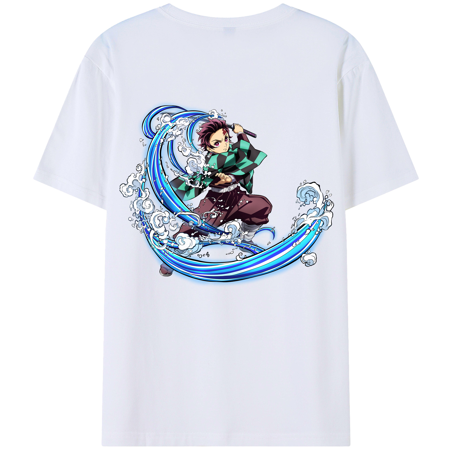 （画像用） 鬼滅の刃 竈門 炭治郎／かまど たんじろう Kamado Tanjirou 綿100％半袖Tシャツ（背面プリント）