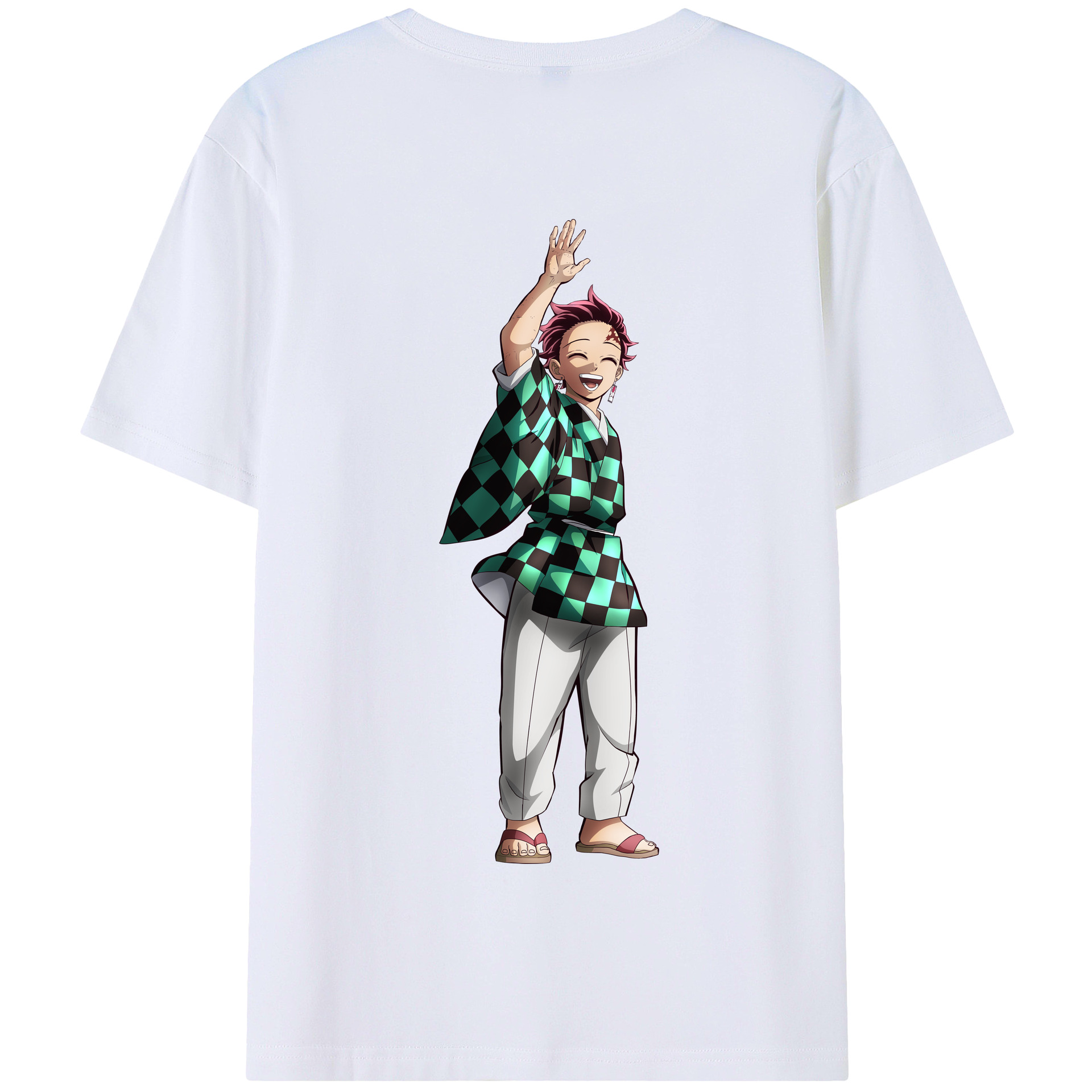 （画像用） 鬼滅の刃 竈門 炭治郎／かまど たんじろう Kamado Tanjirou 綿100％半袖Tシャツ（背面プリント）