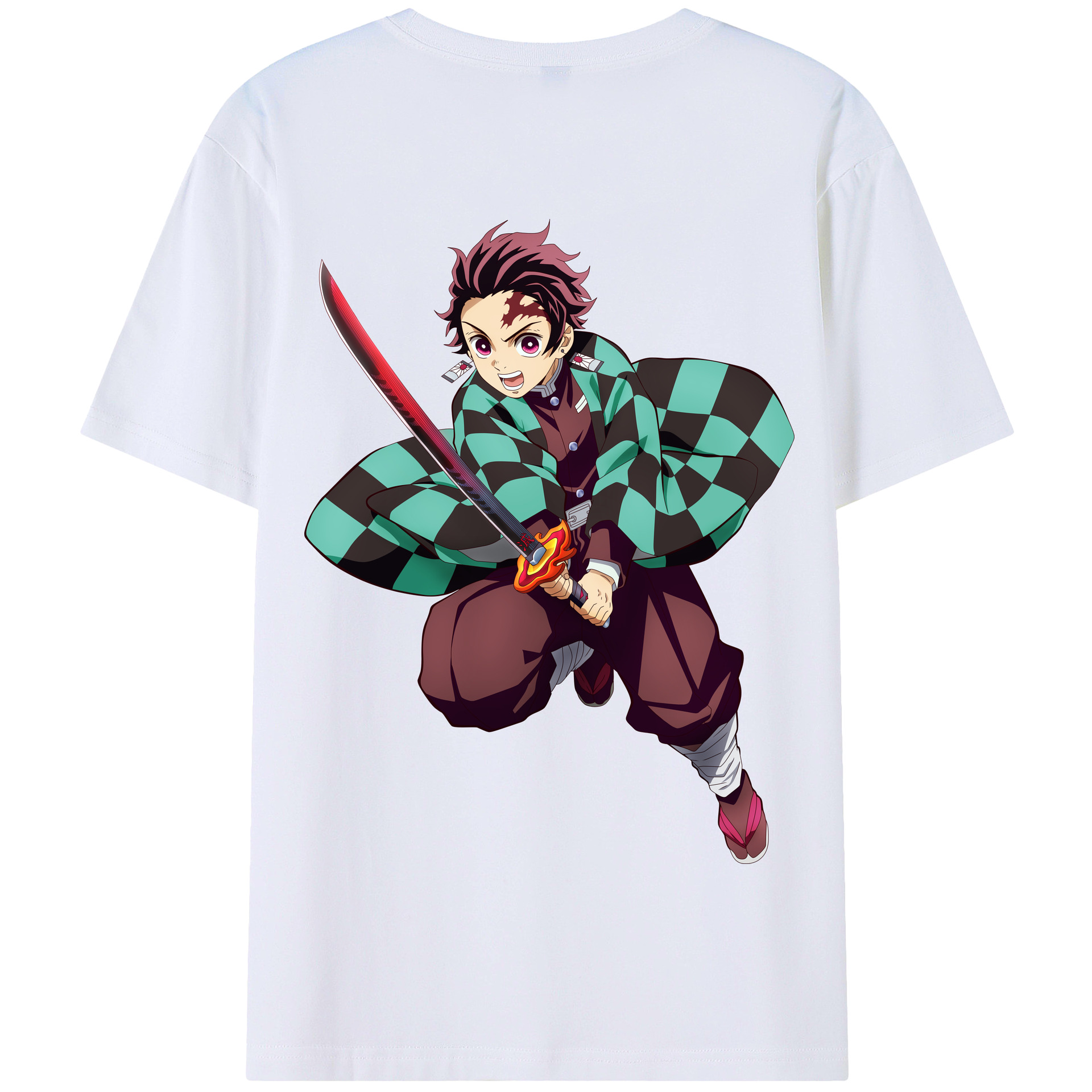（画像用） 鬼滅の刃 竈門 炭治郎／かまど たんじろう Kamado Tanjirou 綿100％半袖Tシャツ（背面プリント）