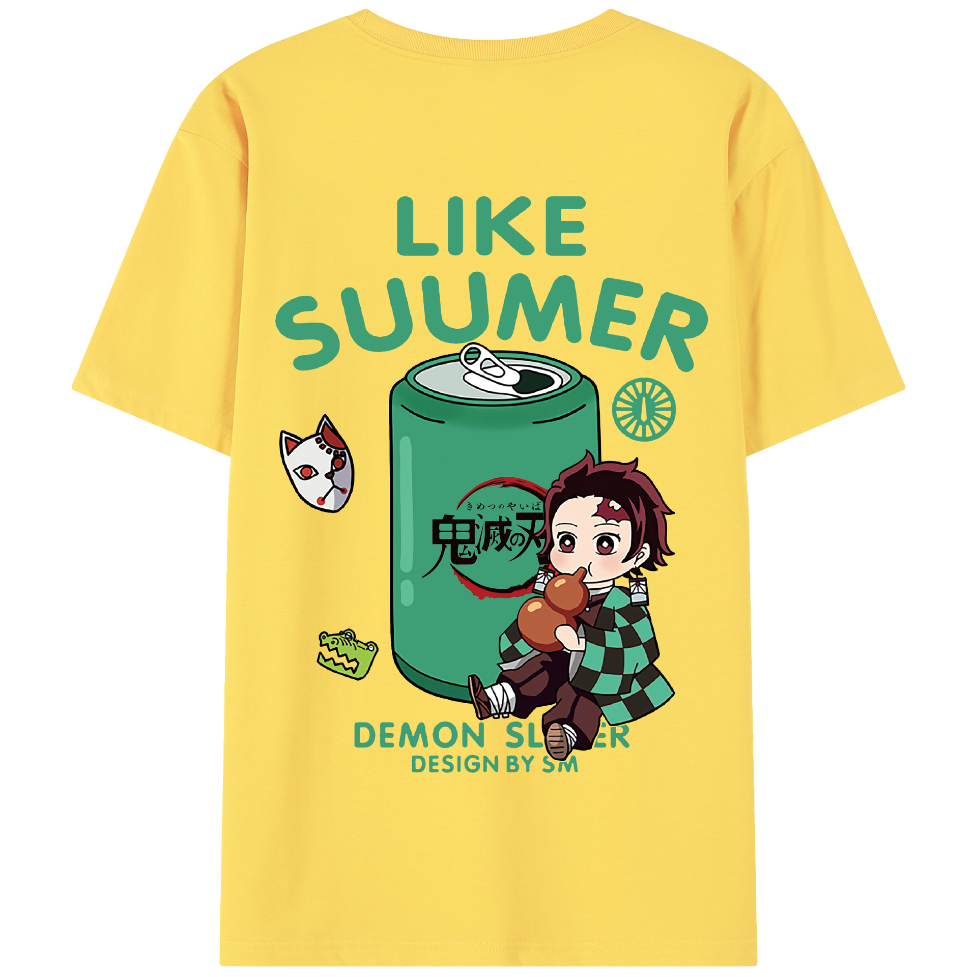 （画像用） 鬼滅の刃 竈門 炭治郎／かまど たんじろう Kamado Tanjirou 綿100％半袖Tシャツ（背面プリント）