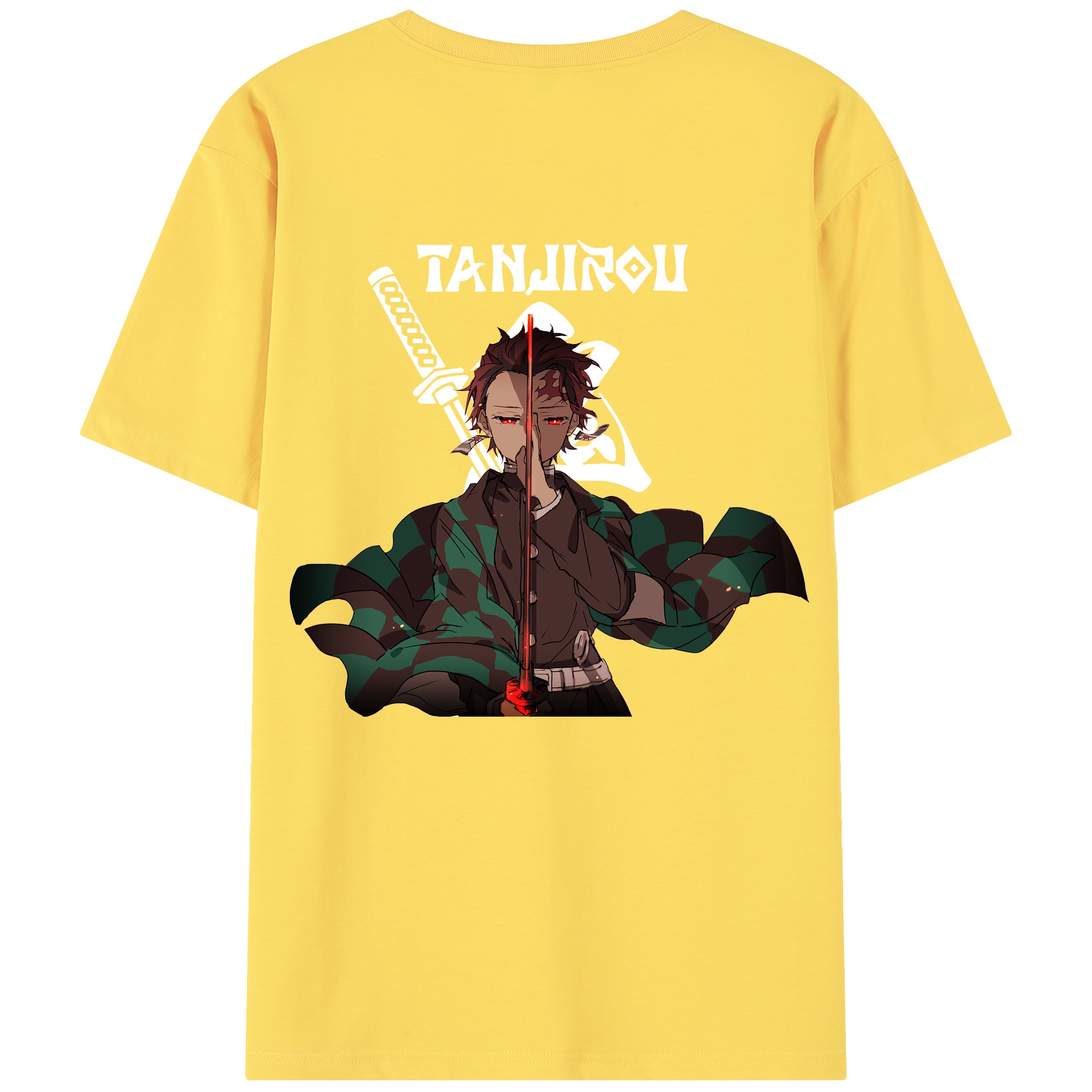 （画像用） 鬼滅の刃 竈門 炭治郎／かまど たんじろう Kamado Tanjirou 綿100％半袖Tシャツ（背面プリント）
