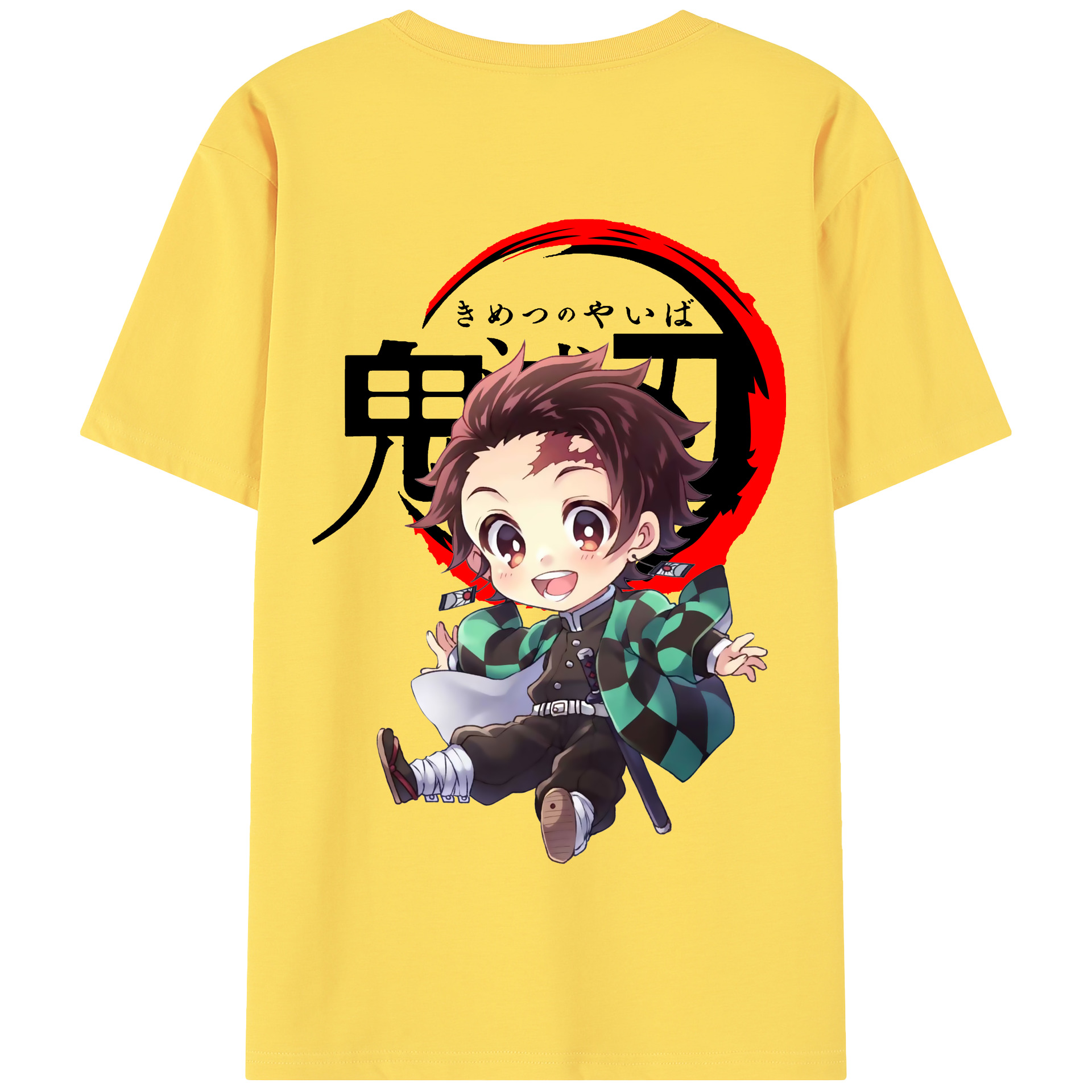 （画像用） 鬼滅の刃 竈門 炭治郎／かまど たんじろう Kamado Tanjirou 綿100％半袖Tシャツ（背面プリント）
