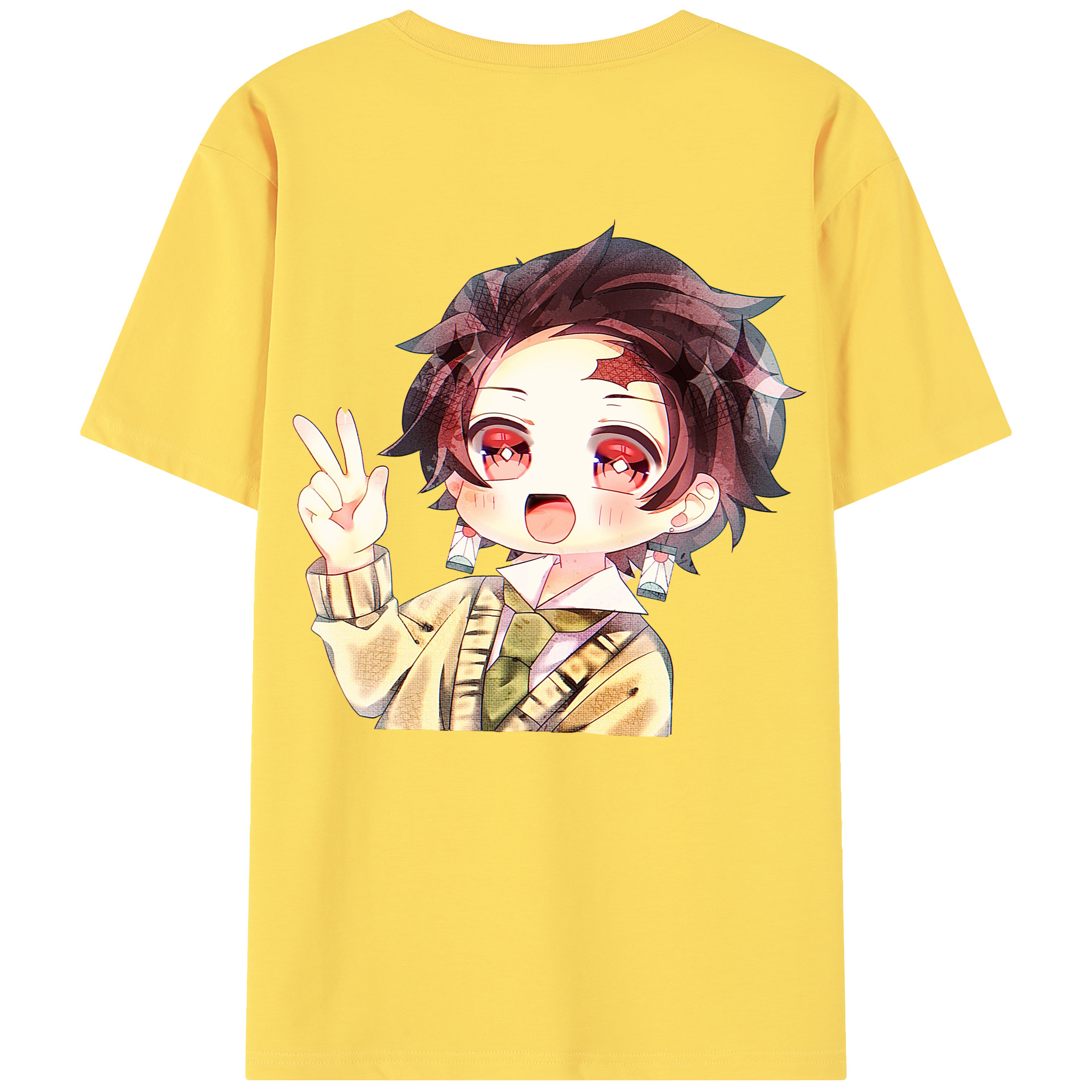 （画像用） 鬼滅の刃 竈門 炭治郎／かまど たんじろう Kamado Tanjirou 綿100％半袖Tシャツ（背面プリント）