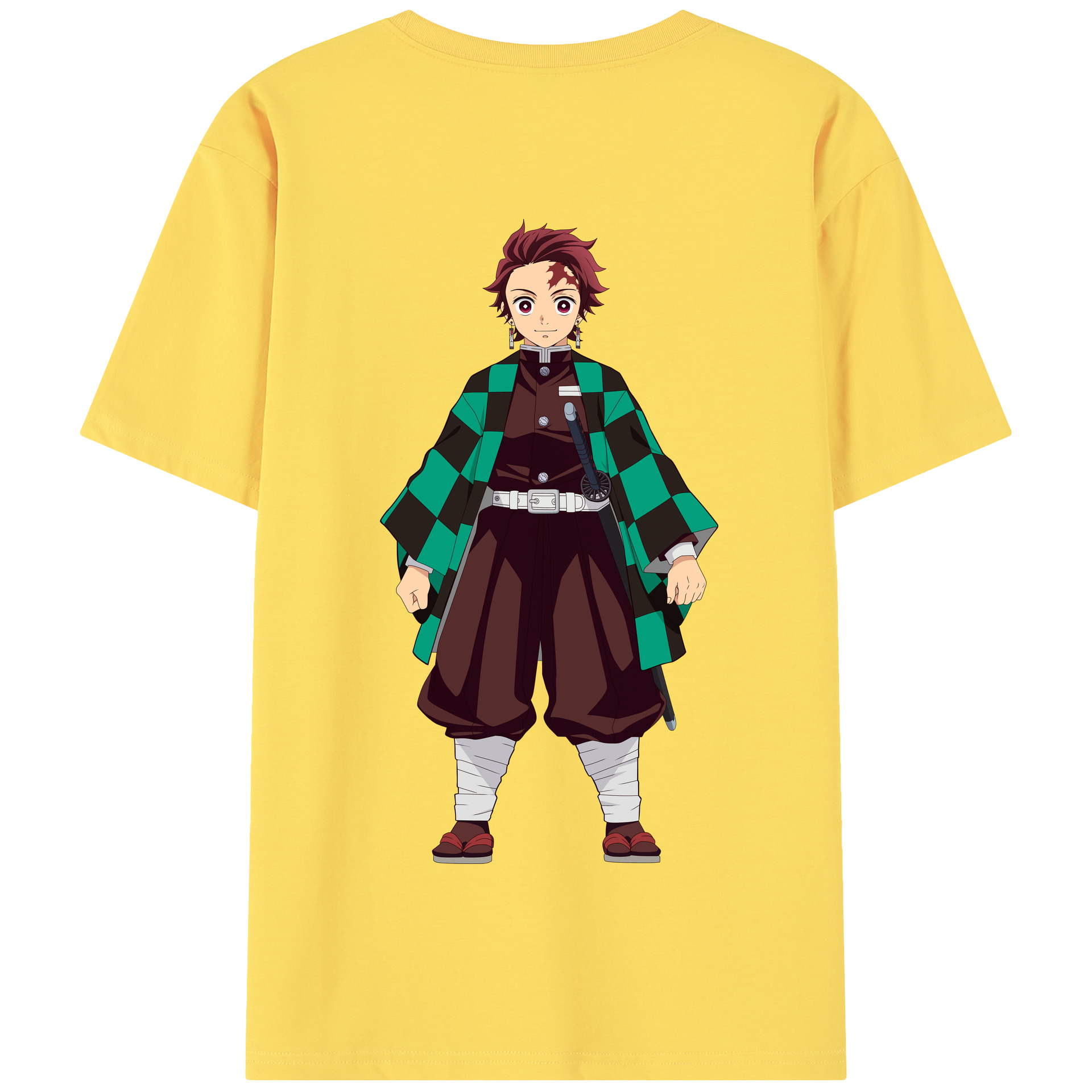 （画像用） 鬼滅の刃 竈門 炭治郎／かまど たんじろう Kamado Tanjirou 綿100％半袖Tシャツ（背面プリント）