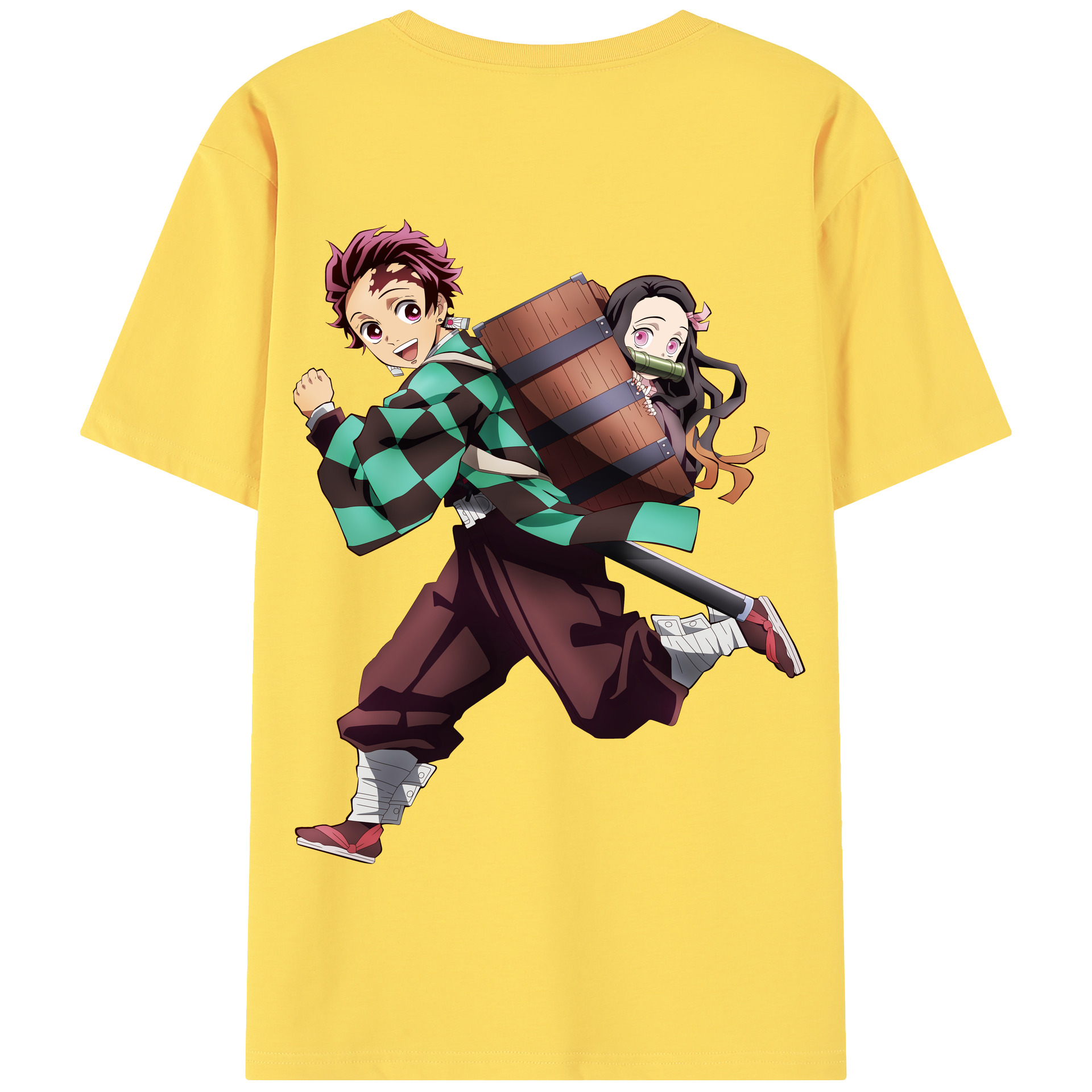 （画像用） 鬼滅の刃 竈門 炭治郎／かまど たんじろう Kamado Tanjirou 綿100％半袖Tシャツ（背面プリント）