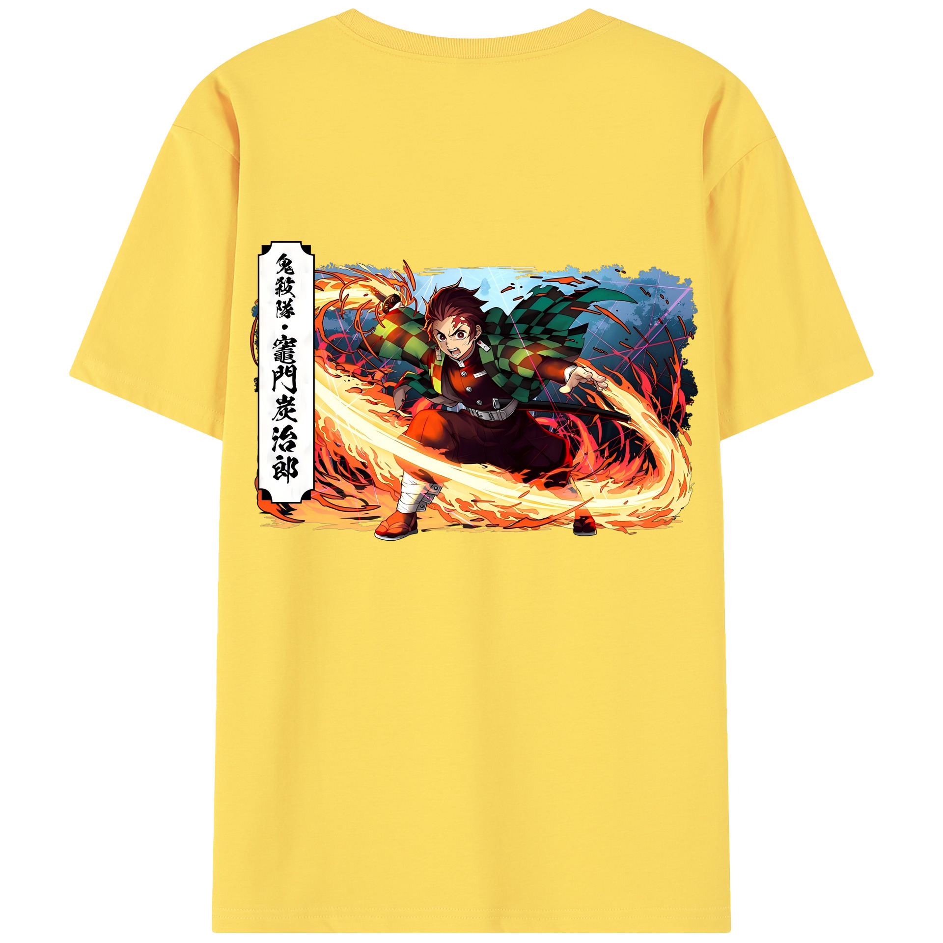 （画像用） 鬼滅の刃 竈門 炭治郎／かまど たんじろう Kamado Tanjirou 綿100％半袖Tシャツ（背面プリント）