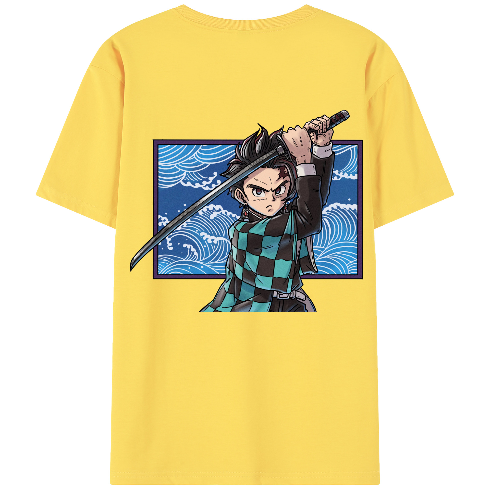 （画像用） 鬼滅の刃 竈門 炭治郎／かまど たんじろう Kamado Tanjirou 綿100％半袖Tシャツ（背面プリント）
