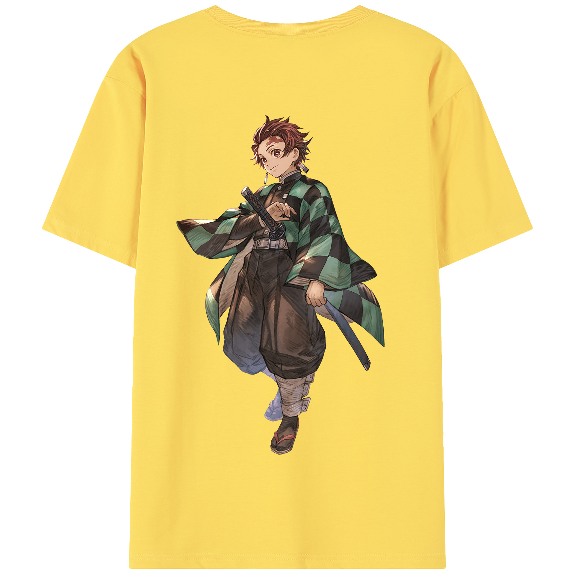 （画像用） 鬼滅の刃 竈門 炭治郎／かまど たんじろう Kamado Tanjirou 綿100％半袖Tシャツ（背面プリント）