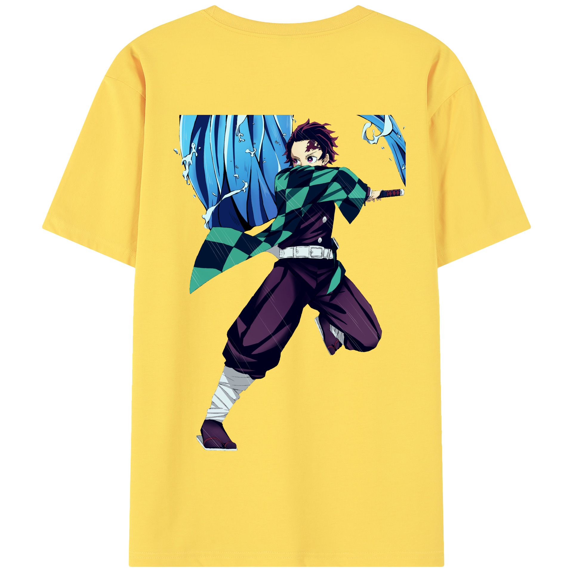 （画像用） 鬼滅の刃 竈門 炭治郎／かまど たんじろう Kamado Tanjirou 綿100％半袖Tシャツ（背面プリント）