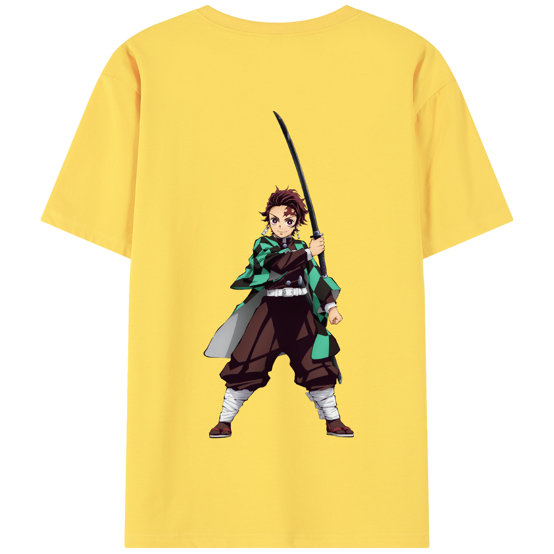 （画像用） 鬼滅の刃 竈門 炭治郎／かまど たんじろう Kamado Tanjirou 綿100％半袖Tシャツ（背面プリント）