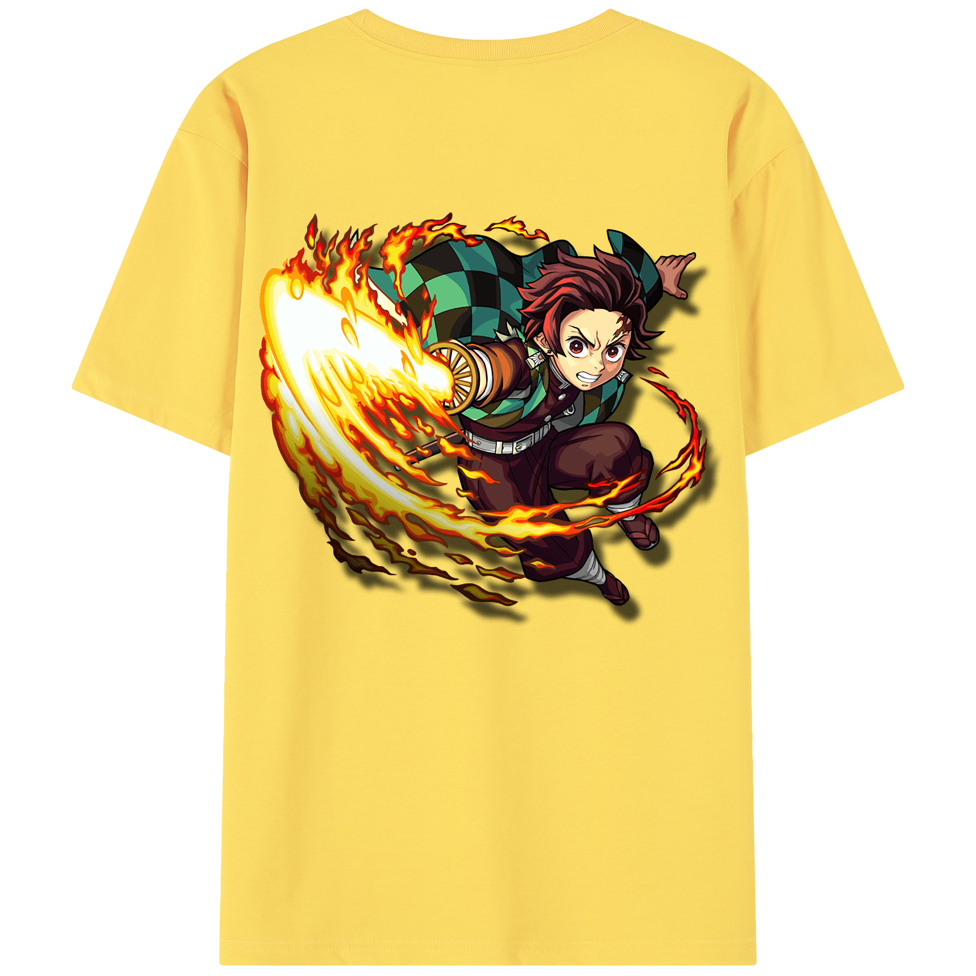 （画像用） 鬼滅の刃 竈門 炭治郎／かまど たんじろう Kamado Tanjirou 綿100％半袖Tシャツ（背面プリント）