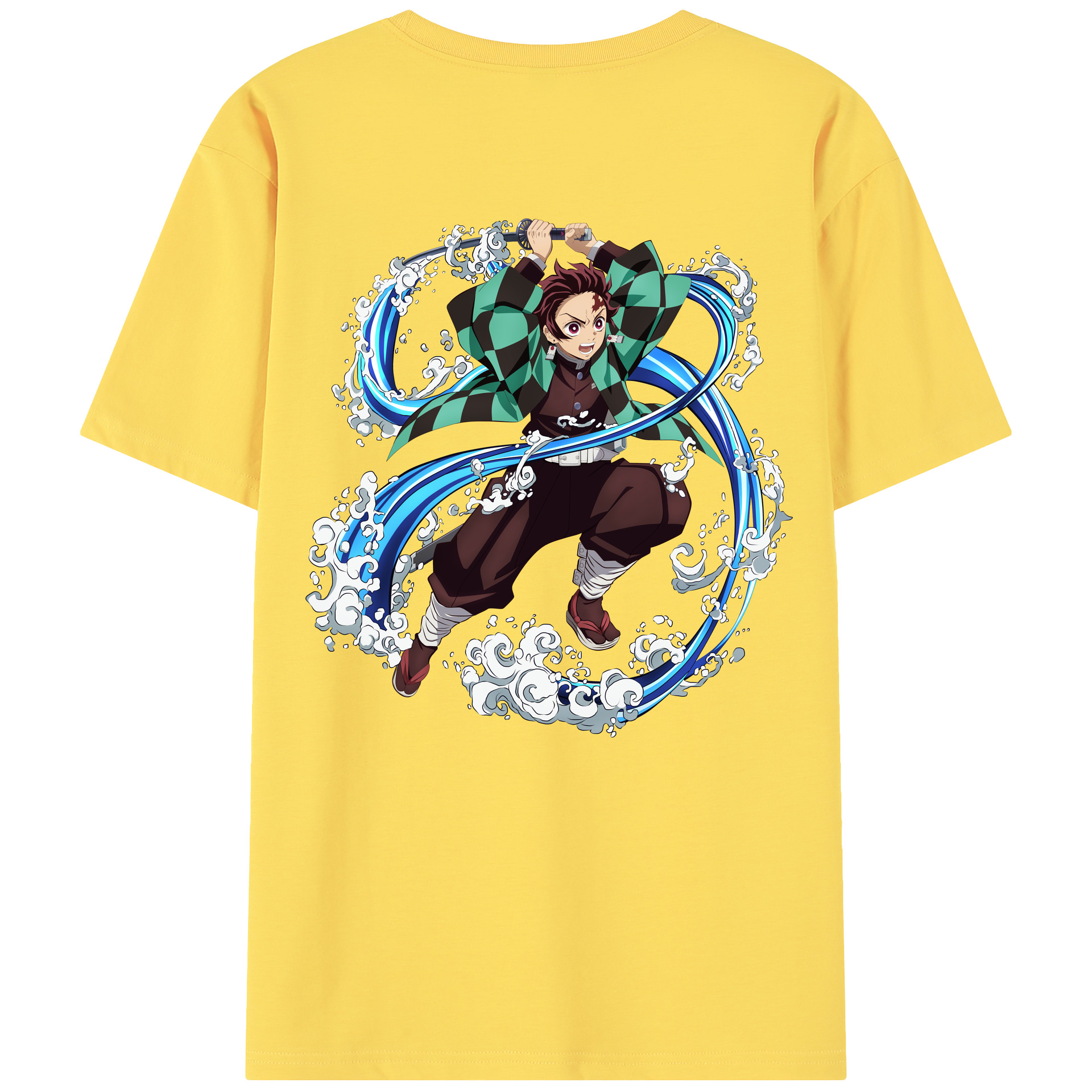 （画像用） 鬼滅の刃 竈門 炭治郎／かまど たんじろう Kamado Tanjirou 綿100％半袖Tシャツ（背面プリント）