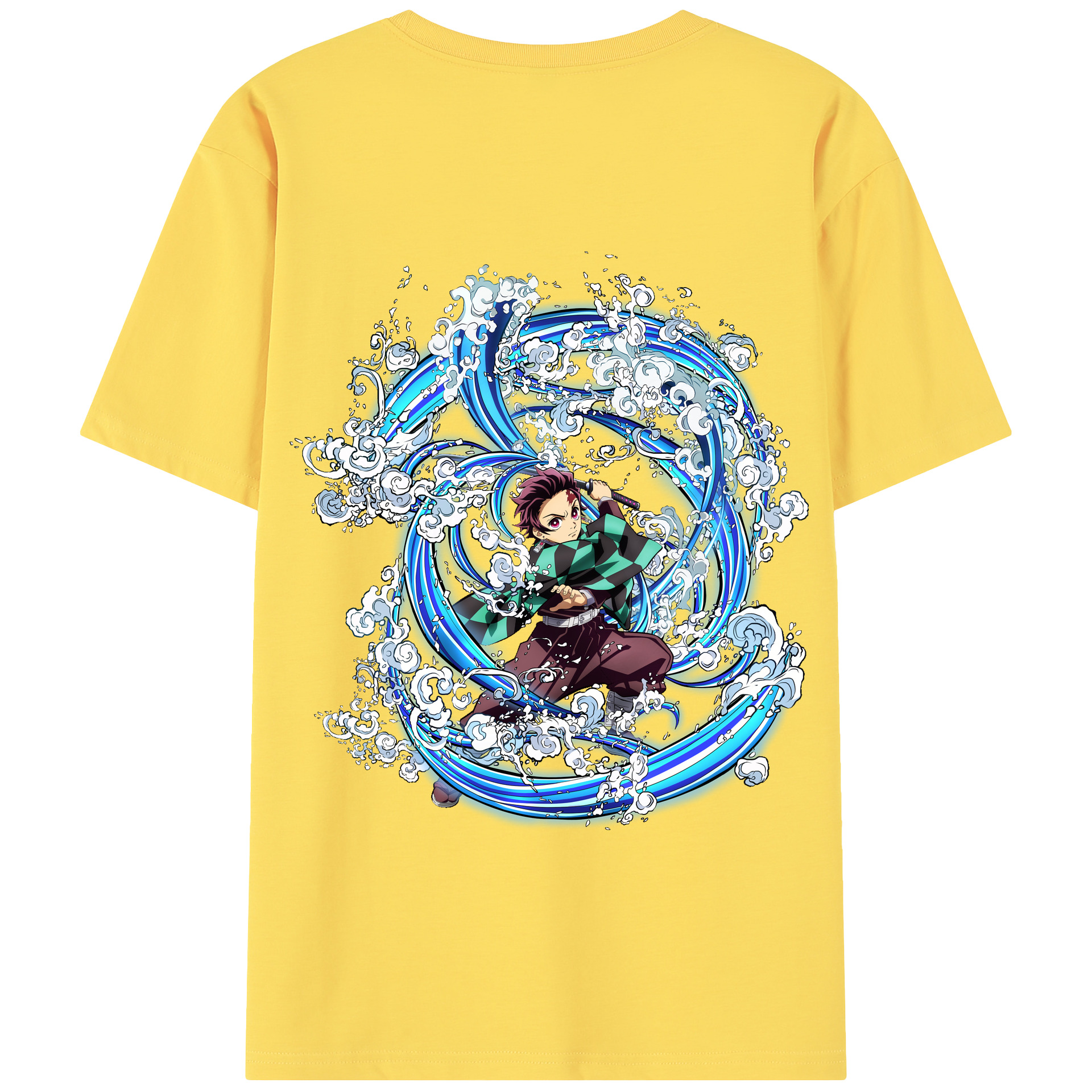 （画像用） 鬼滅の刃 竈門 炭治郎／かまど たんじろう Kamado Tanjirou 綿100％半袖Tシャツ（背面プリント）