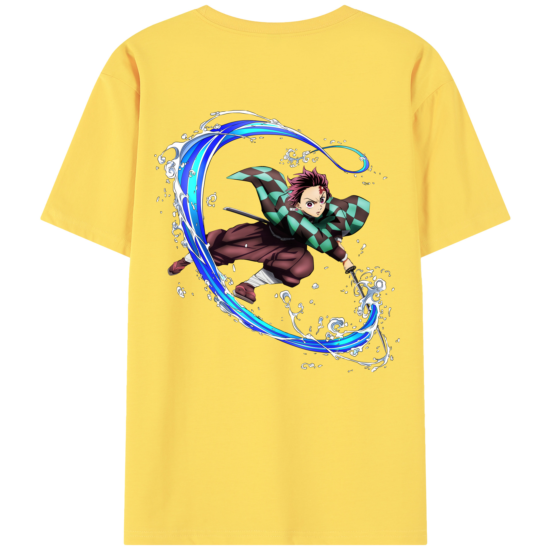 （画像用） 鬼滅の刃 竈門 炭治郎／かまど たんじろう Kamado Tanjirou 綿100％半袖Tシャツ（背面プリント）