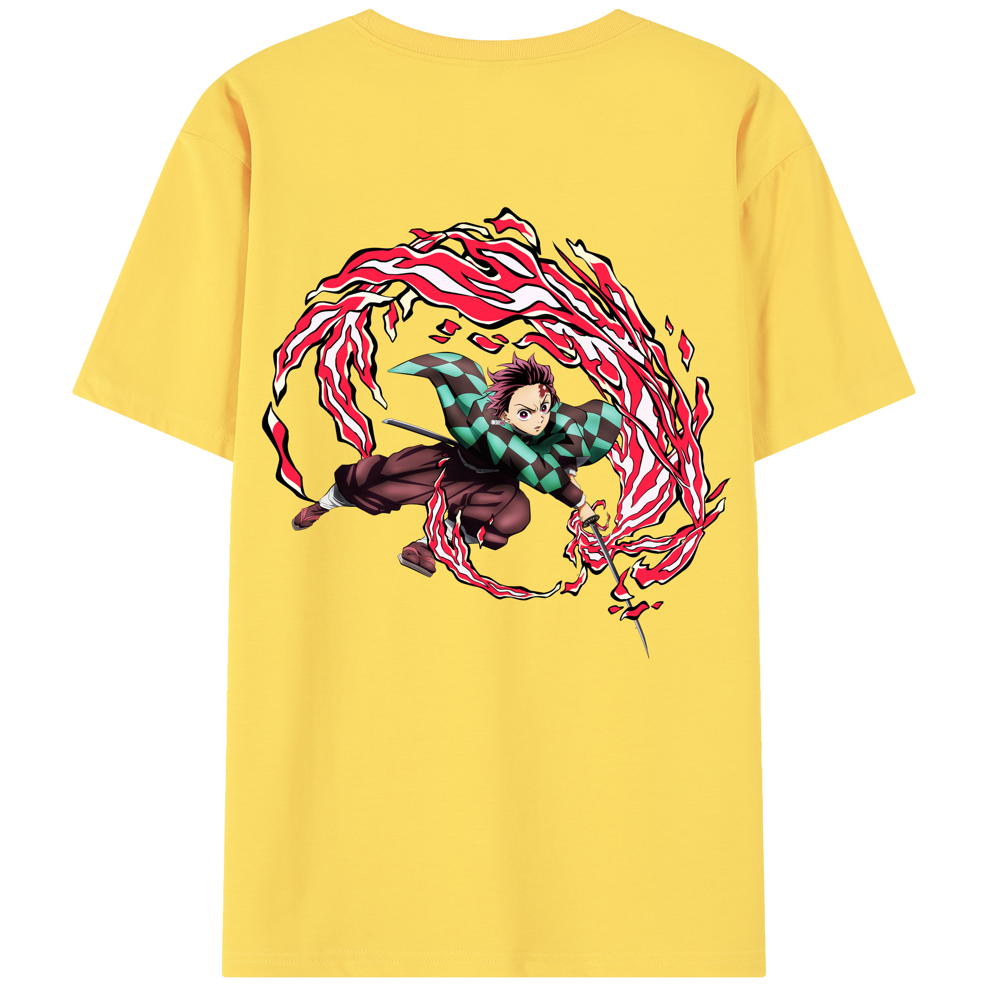 （画像用） 鬼滅の刃 竈門 炭治郎／かまど たんじろう Kamado Tanjirou 綿100％半袖Tシャツ（背面プリント）