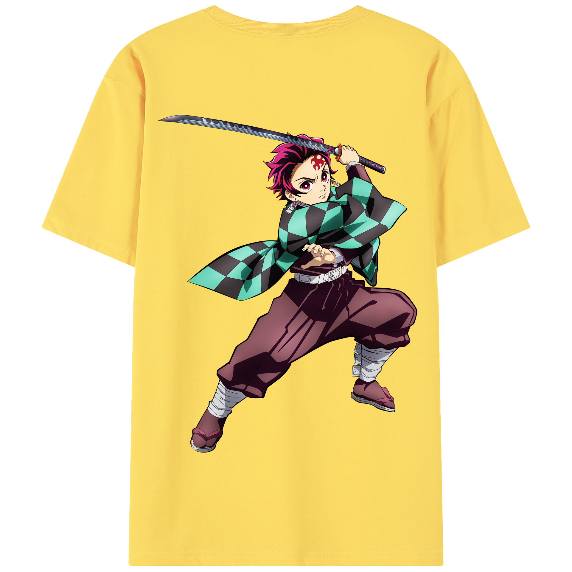 （画像用） 鬼滅の刃 竈門 炭治郎／かまど たんじろう Kamado Tanjirou 綿100％半袖Tシャツ（背面プリント）