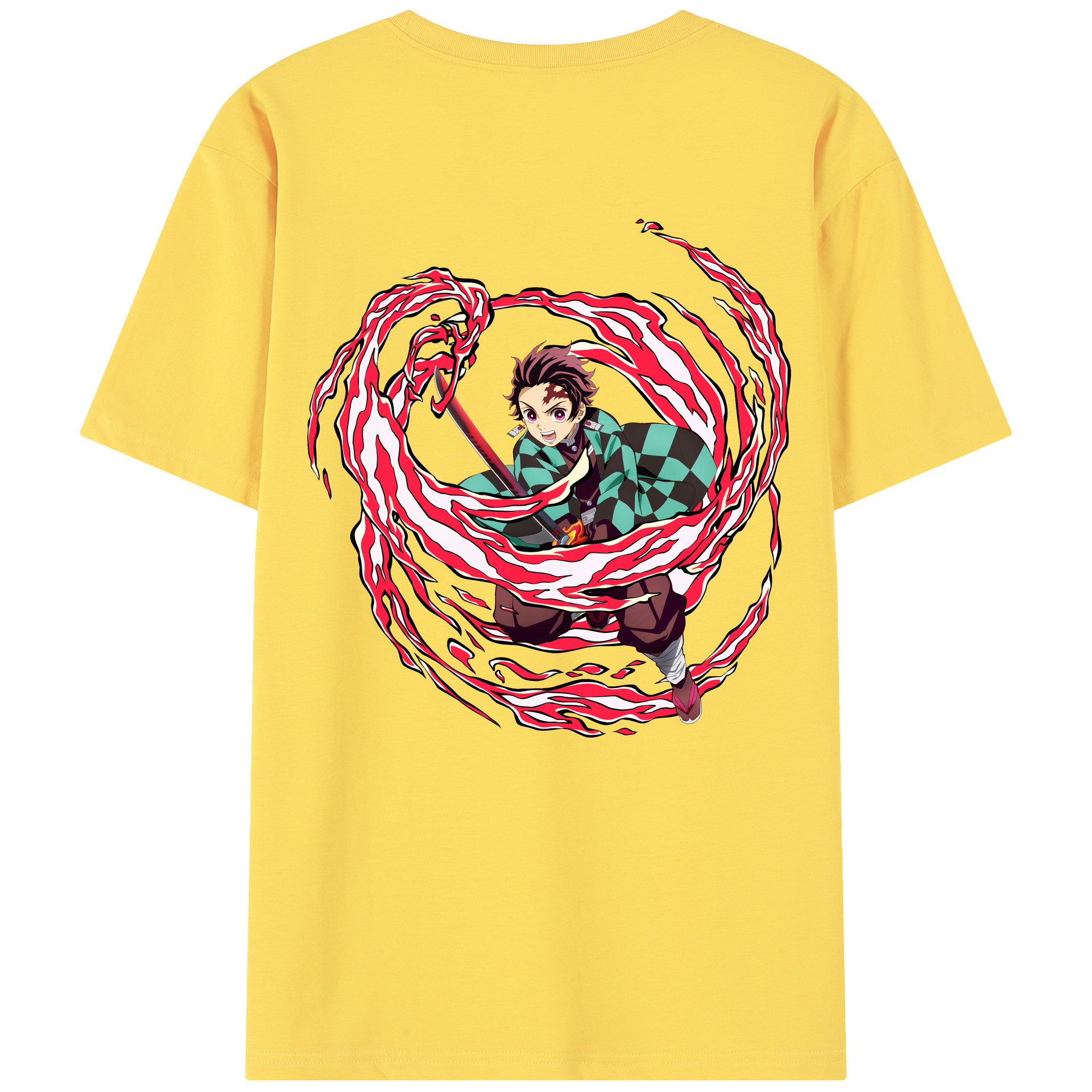 （画像用） 鬼滅の刃 竈門 炭治郎／かまど たんじろう Kamado Tanjirou 綿100％半袖Tシャツ（背面プリント）